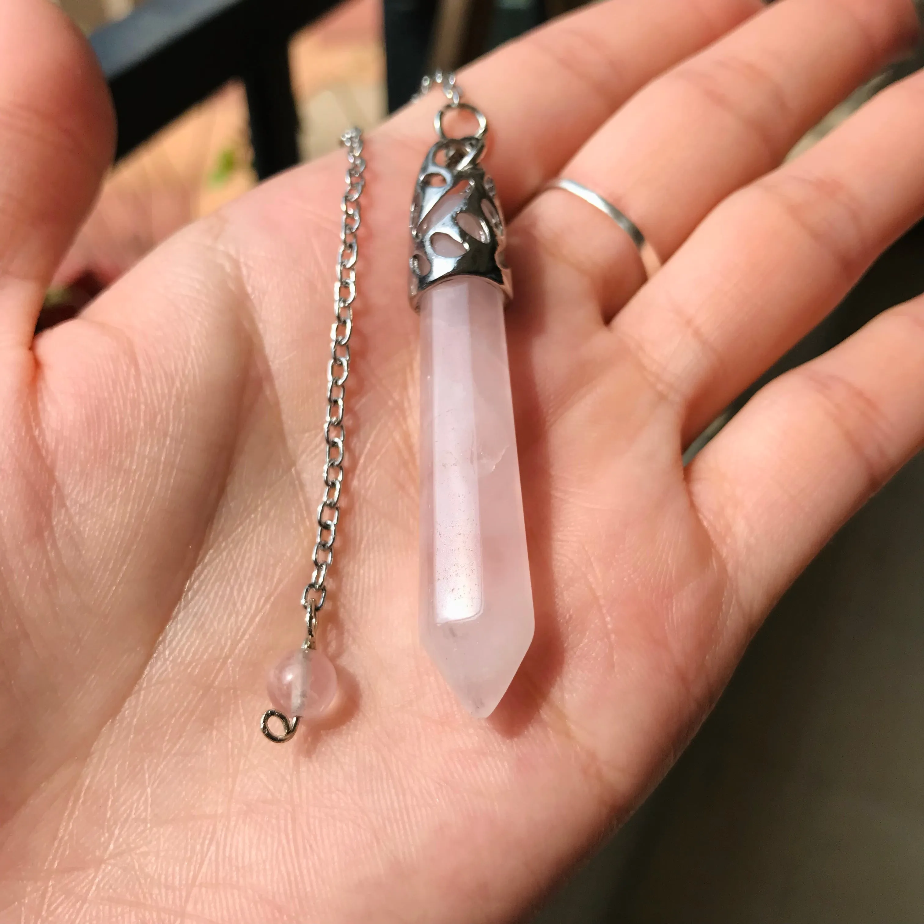 Handmade Amethyst Rose Quartz Pendulum | White Copper | Crown Chakra Heart Chakra