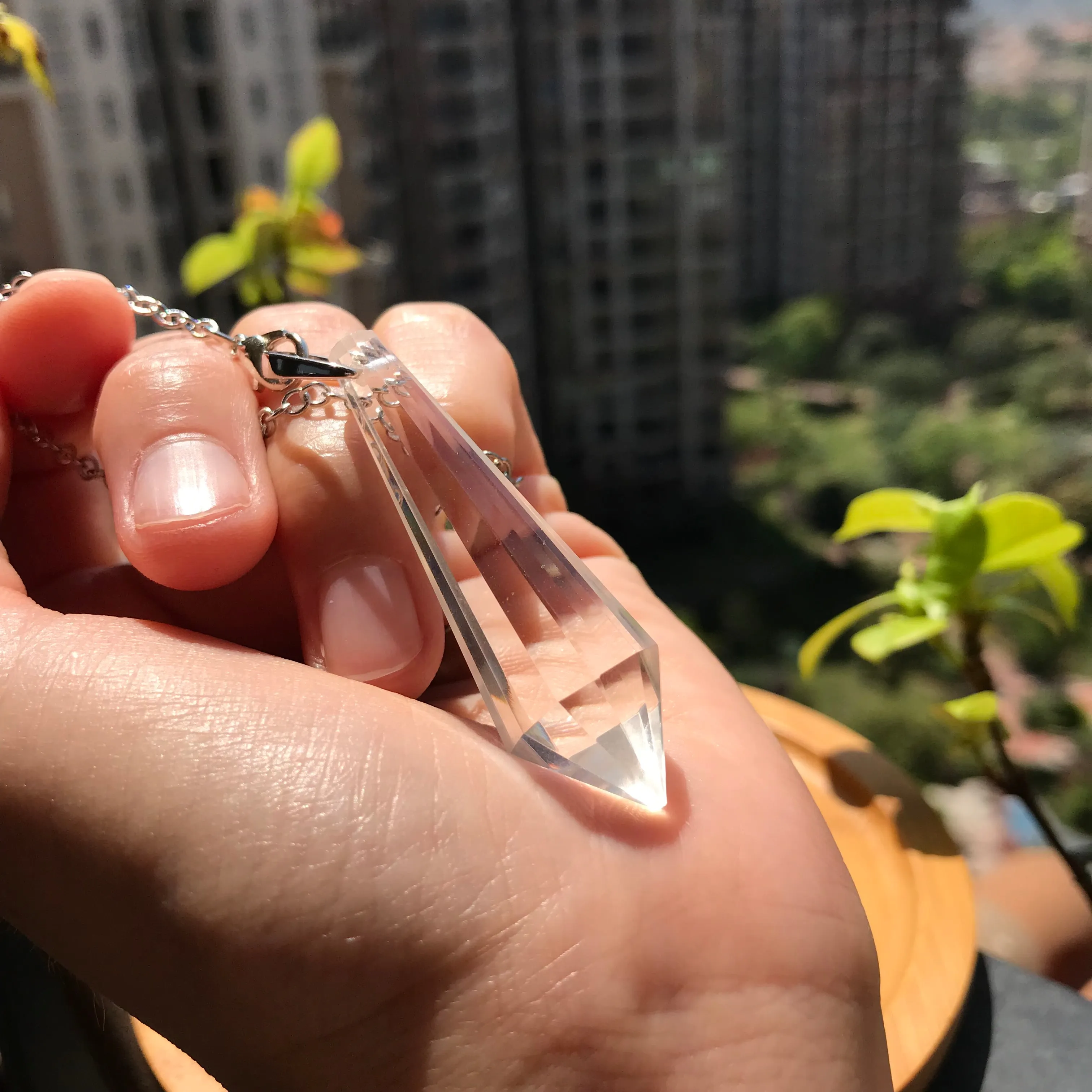 Handmade Beautiful Faceted Clear Quartz Pendulum | Crown Chakra Healing | Pendants Necklace