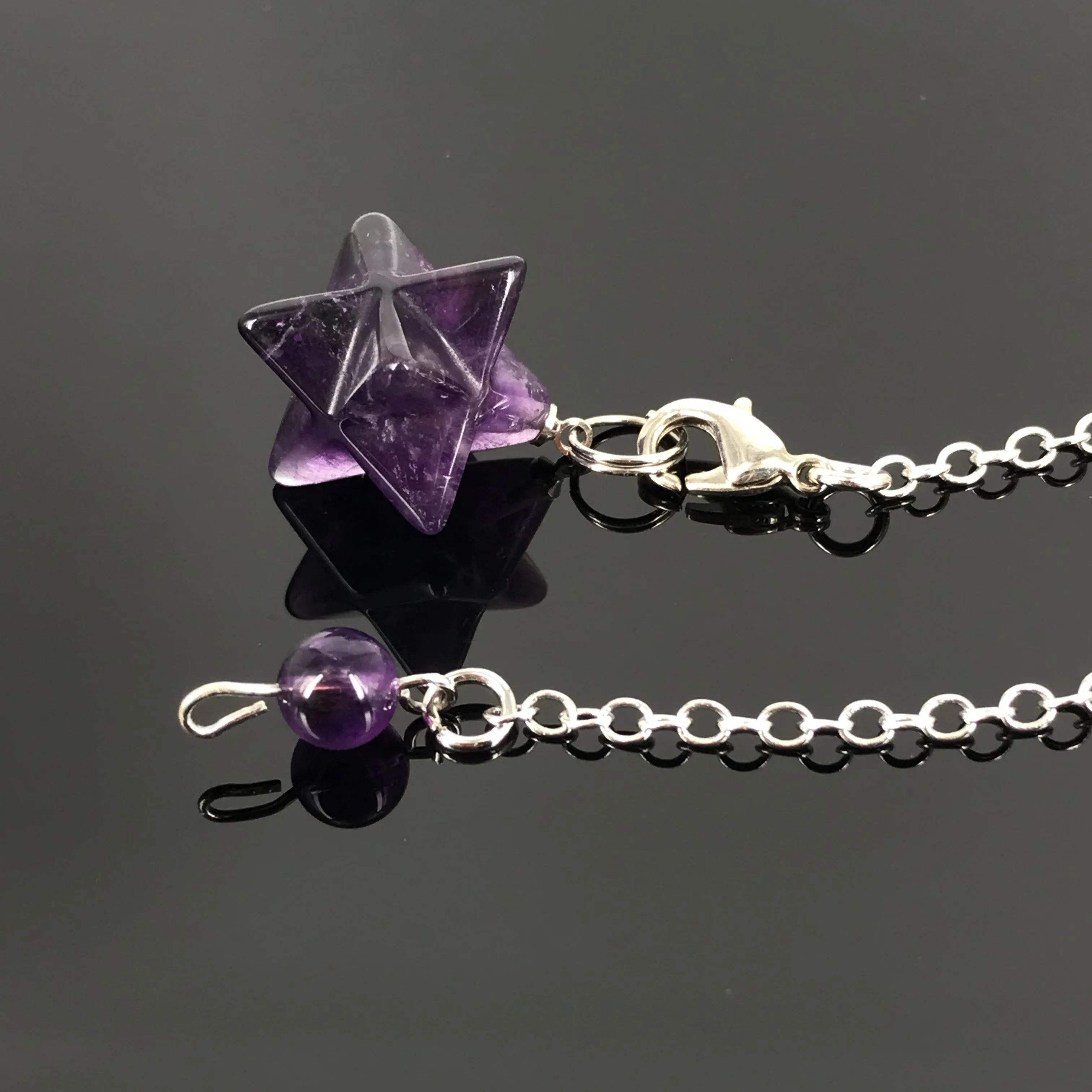 Handmade Merkaba Pendulum | Amethyst Clear Quartz Crown Chakra Healing | Pendants