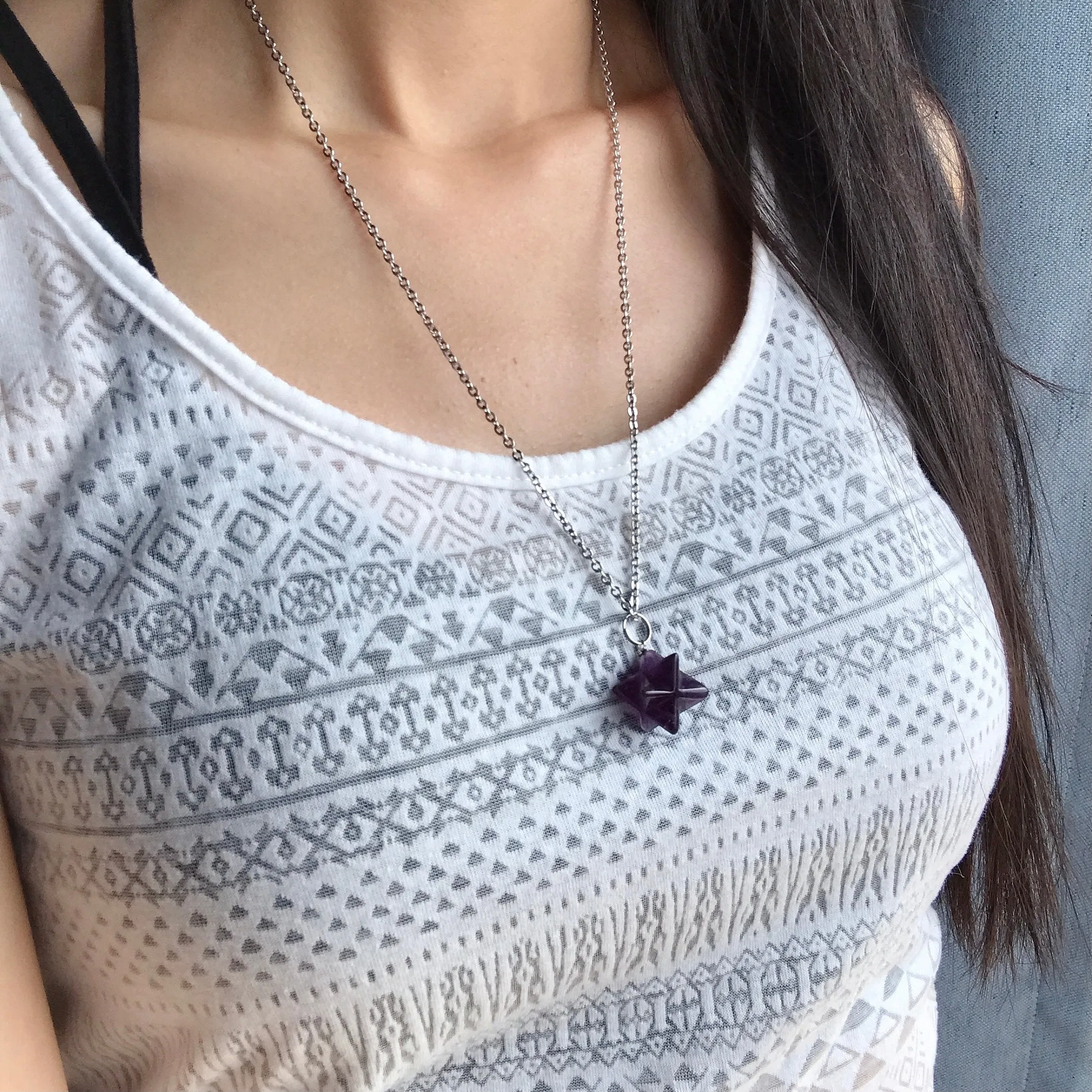 Handmade Merkaba Pendulum | Amethyst Clear Quartz Crown Chakra Healing | Pendants