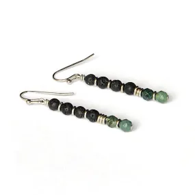 Heart Chakra Aromatherapy Earrings with Lava Rock and Moss Agate *Final Sale*