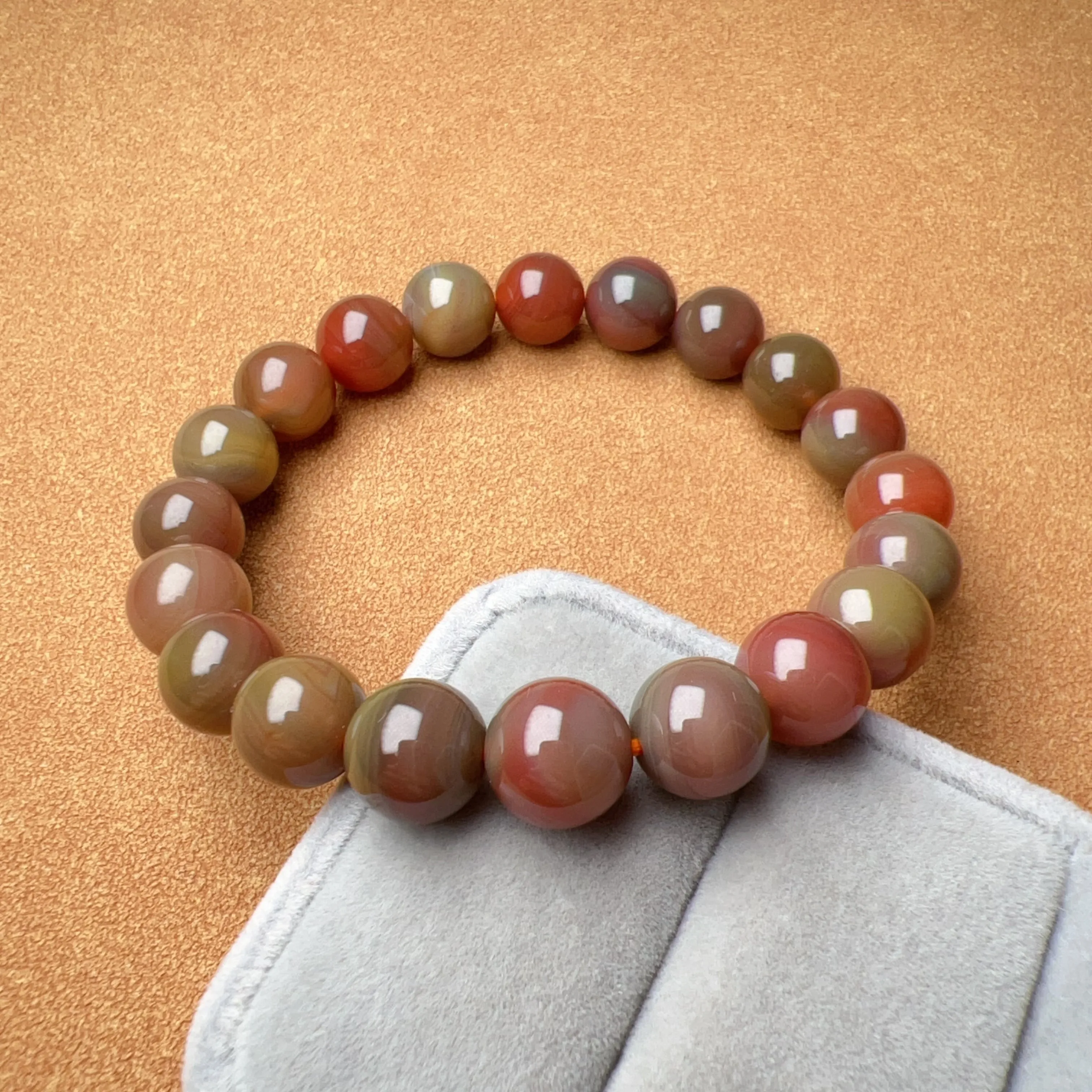 High-quality Natural Assorted Color Yanyuan Agate Bracelet with 10.4mm Beads | Stone of Strength