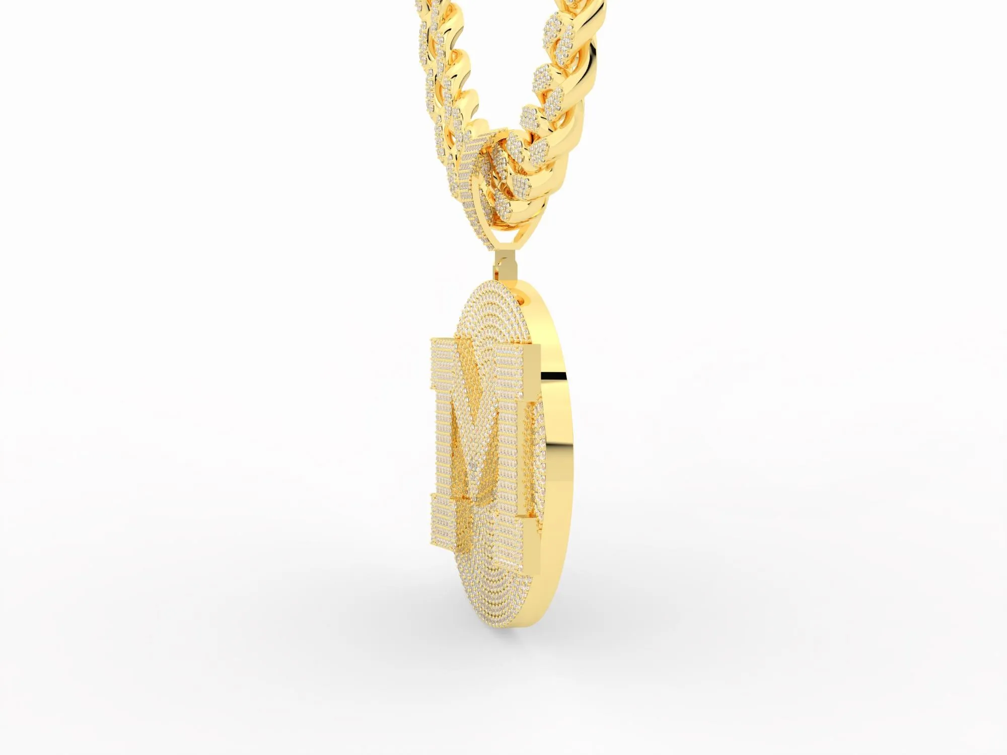 Iced Out Custom "M" Big Medallion Pendant P 3