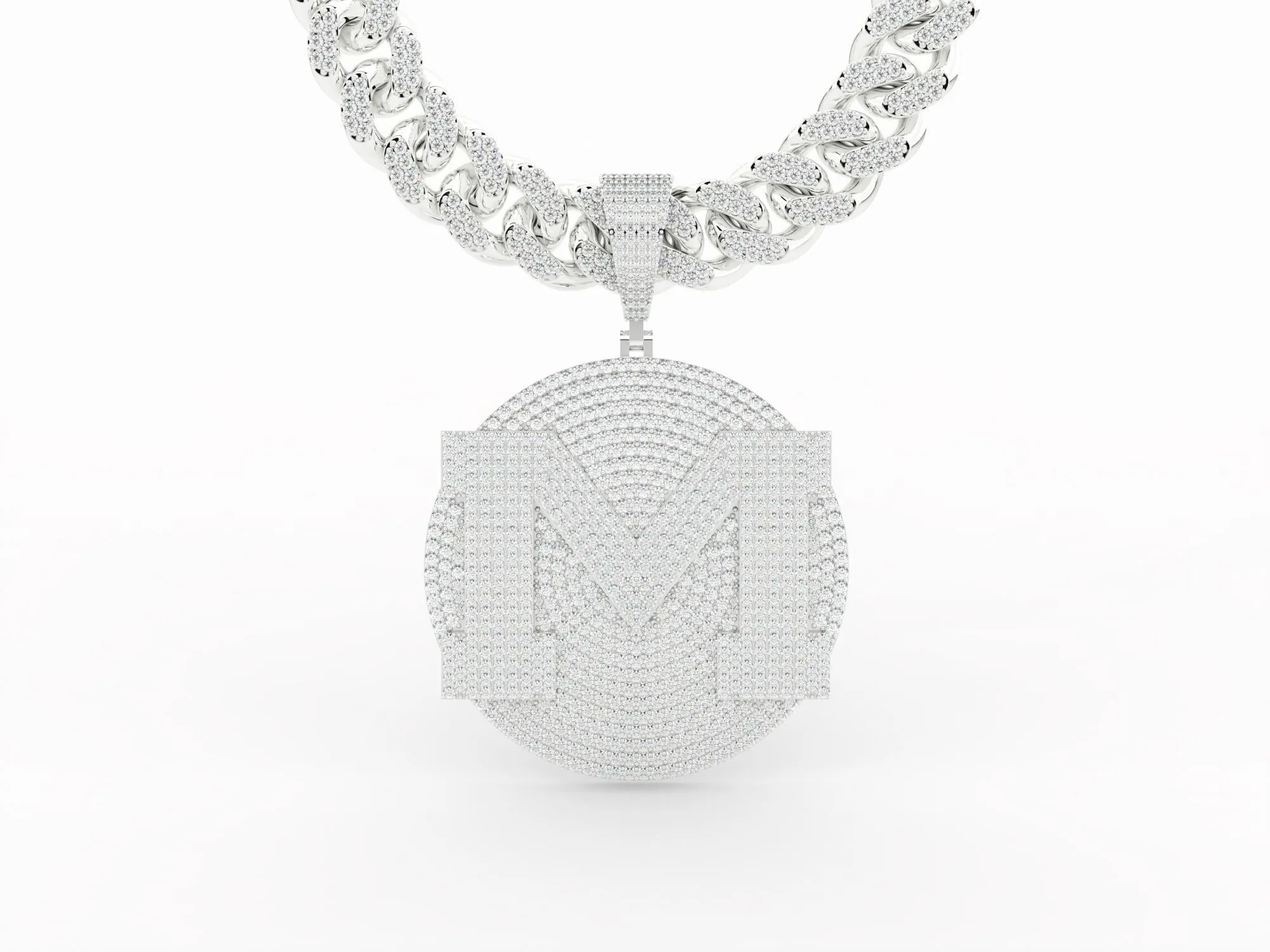 Iced Out Custom "M" Big Medallion Pendant P 3