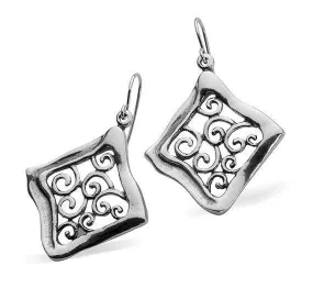 Israeli silver earrings 925 Sterling Silver Earrings Wavy with Decorations