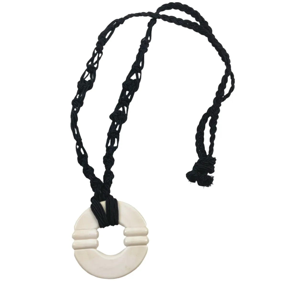 Ivory Pendant Necklace on Braided Cord