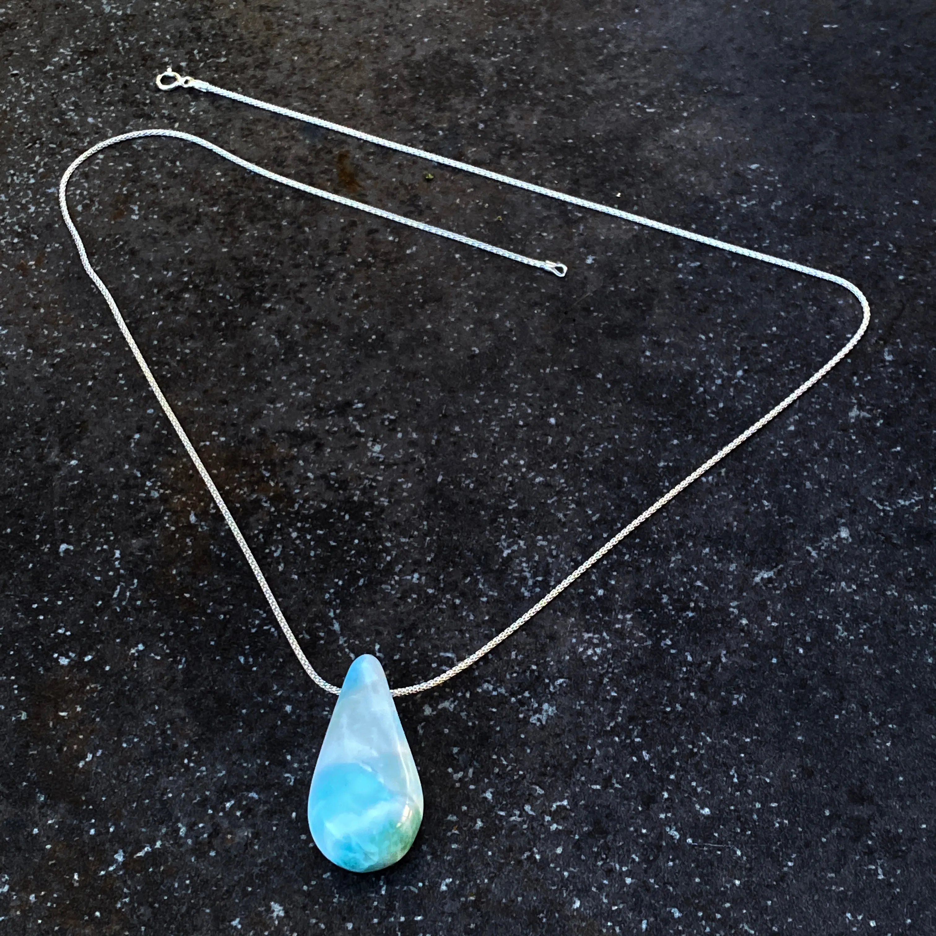 Larimar gemstone Pendant on Sterling Silver