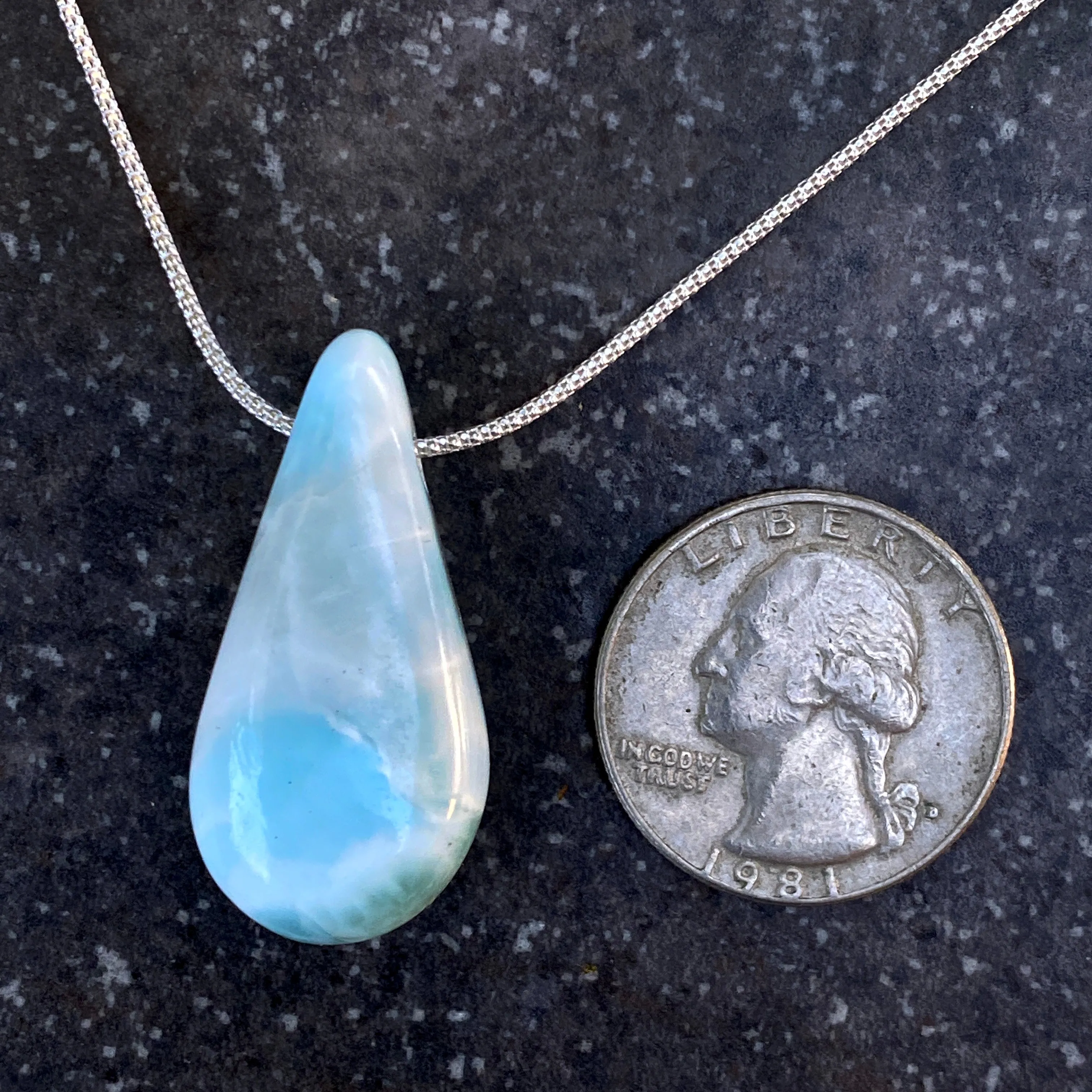 Larimar gemstone Pendant on Sterling Silver