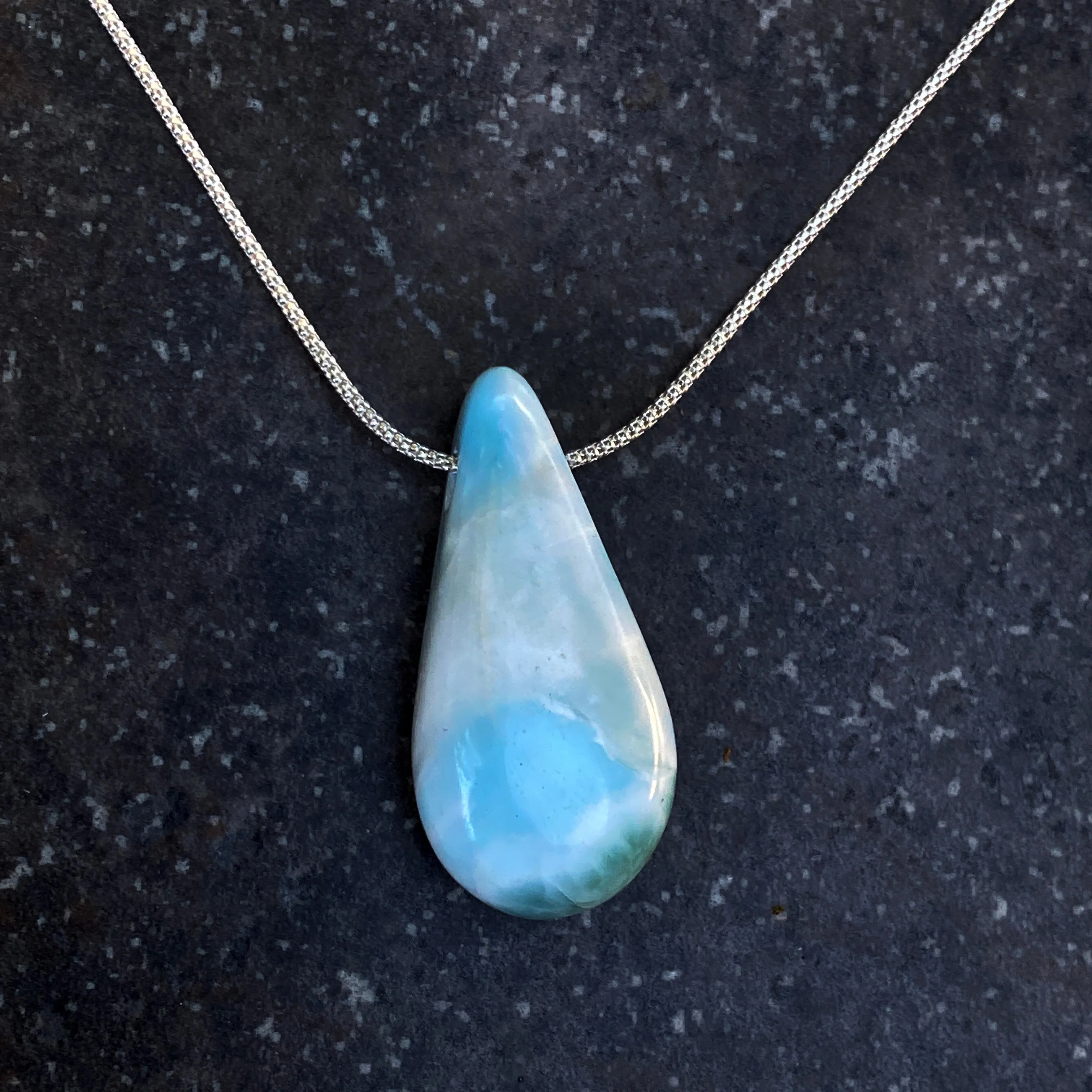 Larimar gemstone Pendant on Sterling Silver