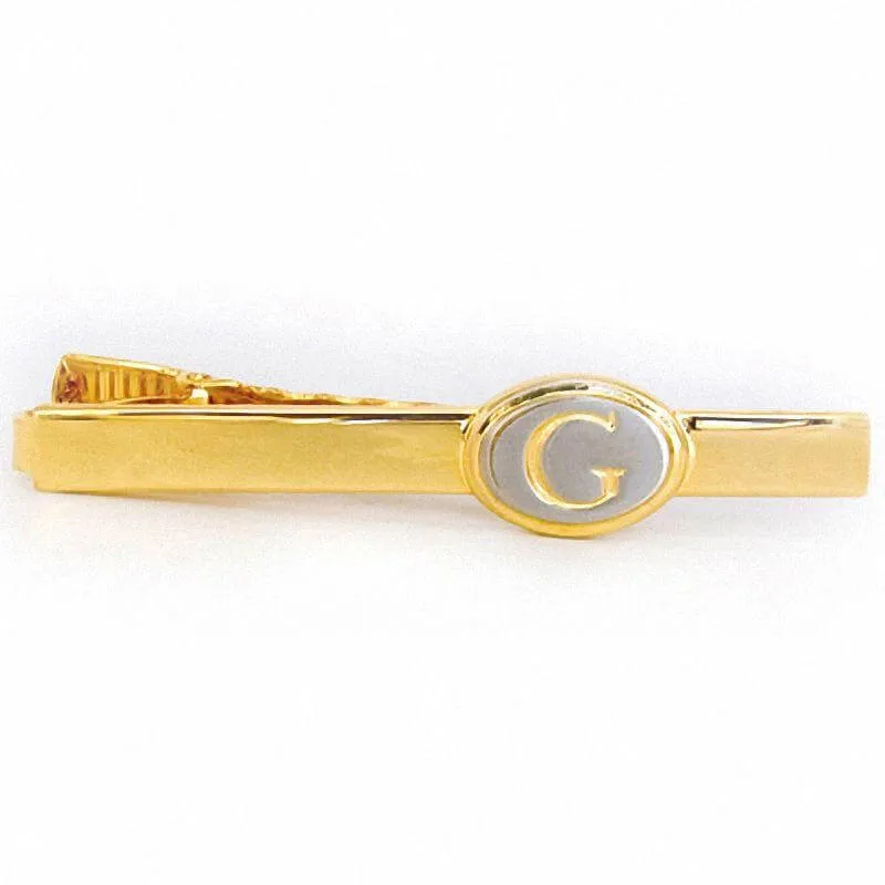 Men's Initial Tie Bar in Brass with 22K Gold Plate (1 Initial) of Trendolla