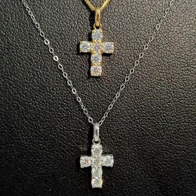 Moissanite Cross Pendant/Earrings 18K Gold