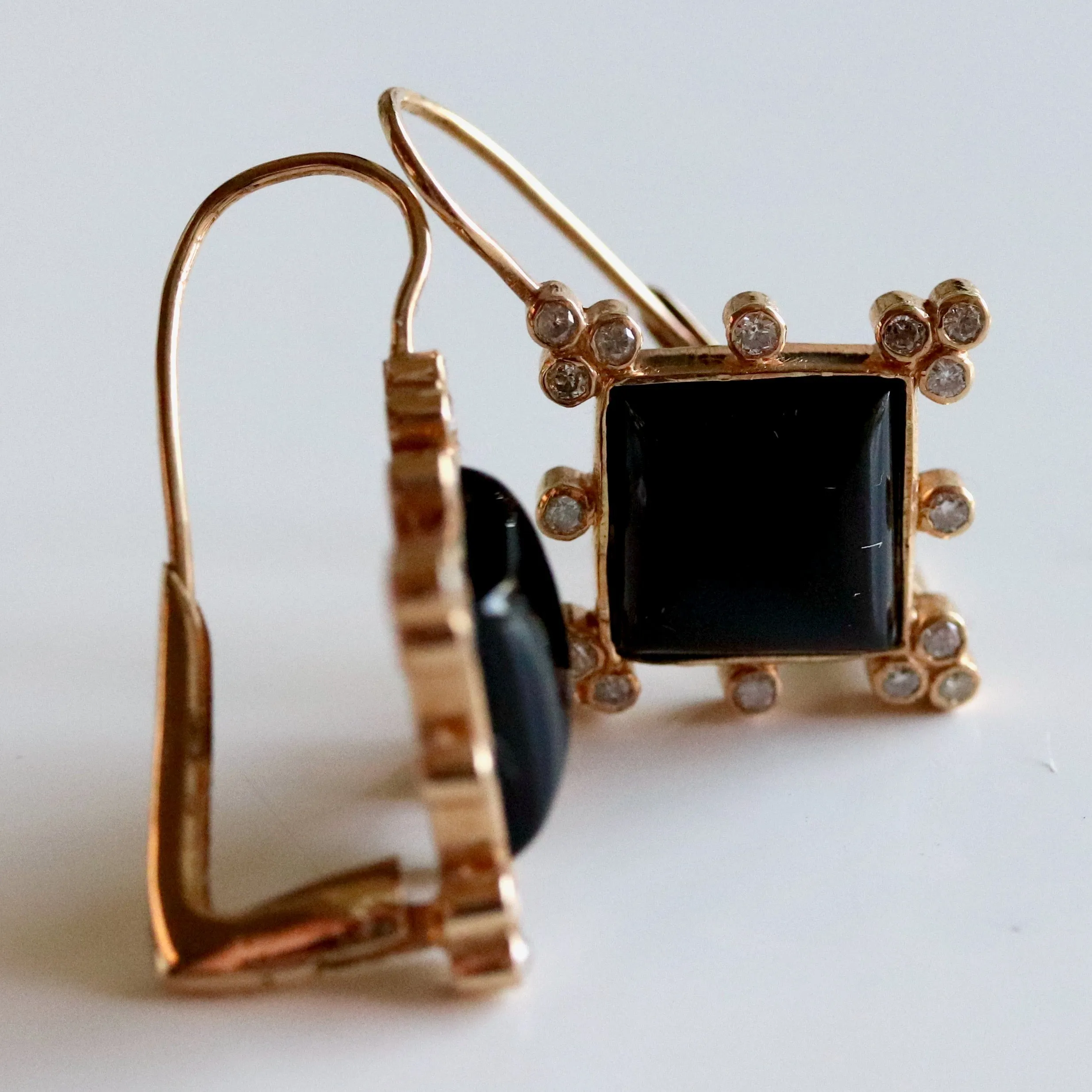 Monte Carlo 14k Gold, Onyx and Diamond Earrings