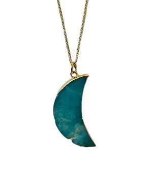 Moon-Shaped Amazonite Necklace with Gold Accents