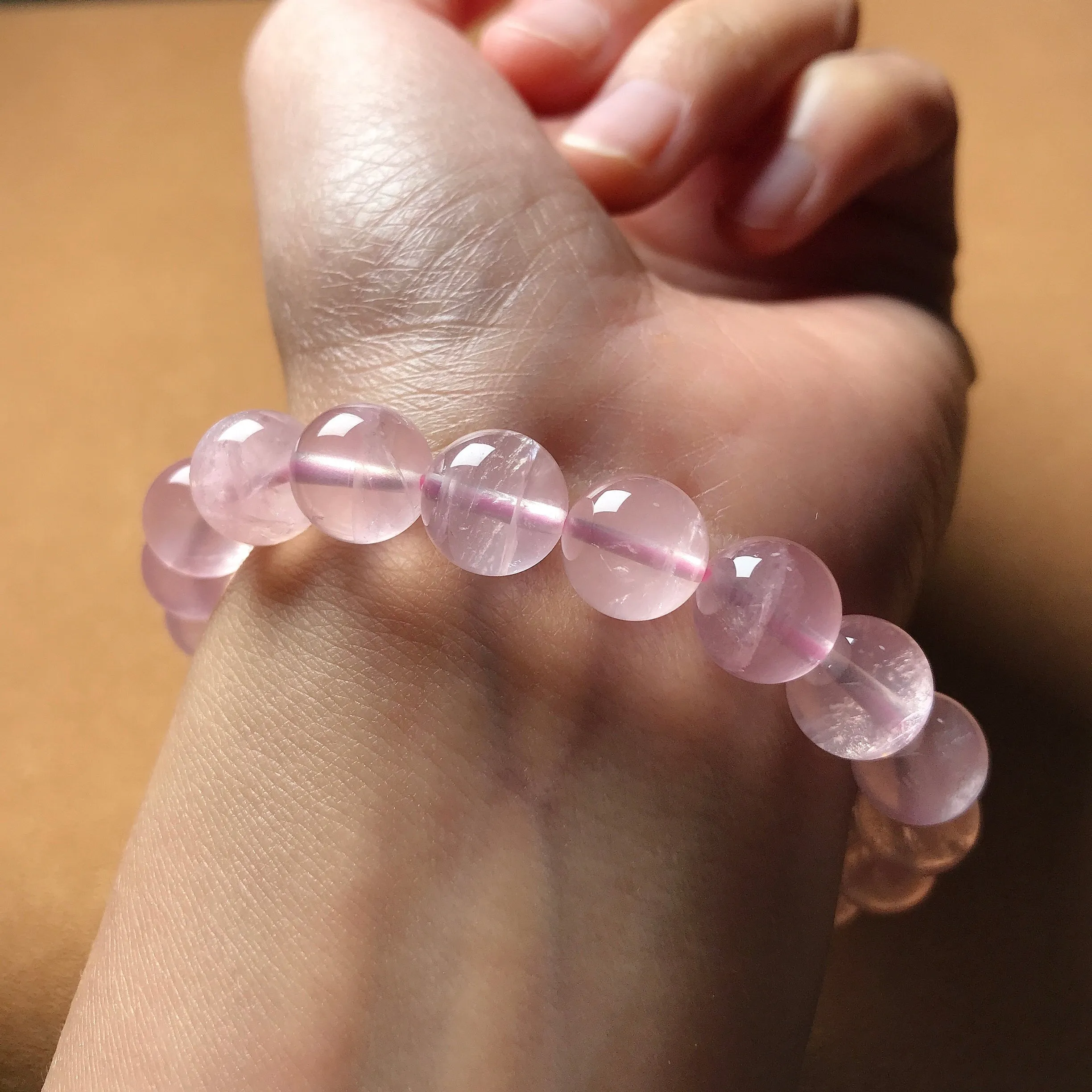 Nice Pink Mozambique Rose Quartz Beaded Bracelet 10mm | Heart Chakra Jewelry | Improve Your Love Life and Relationship