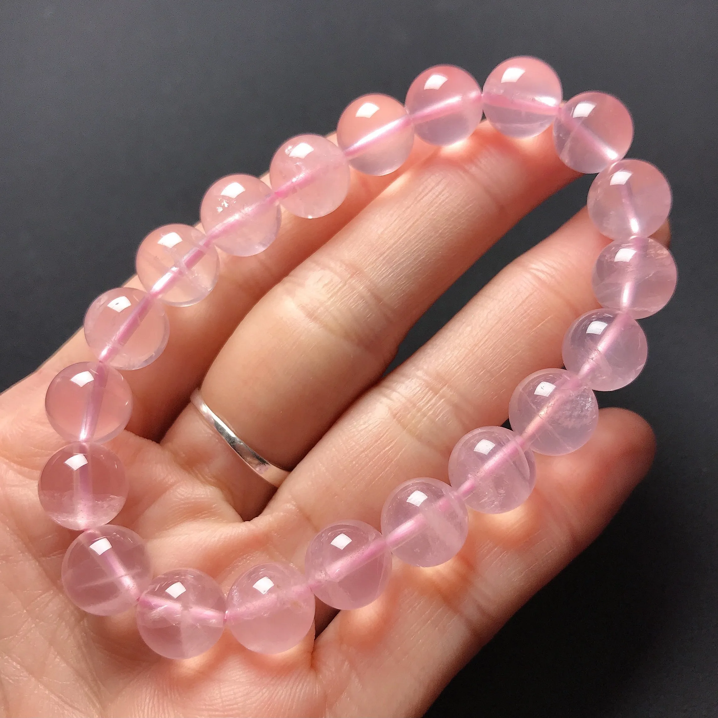 Nice Pink Mozambique Rose Quartz Beaded Bracelet 10mm | Heart Chakra Jewelry | Improve Your Love Life and Relationship