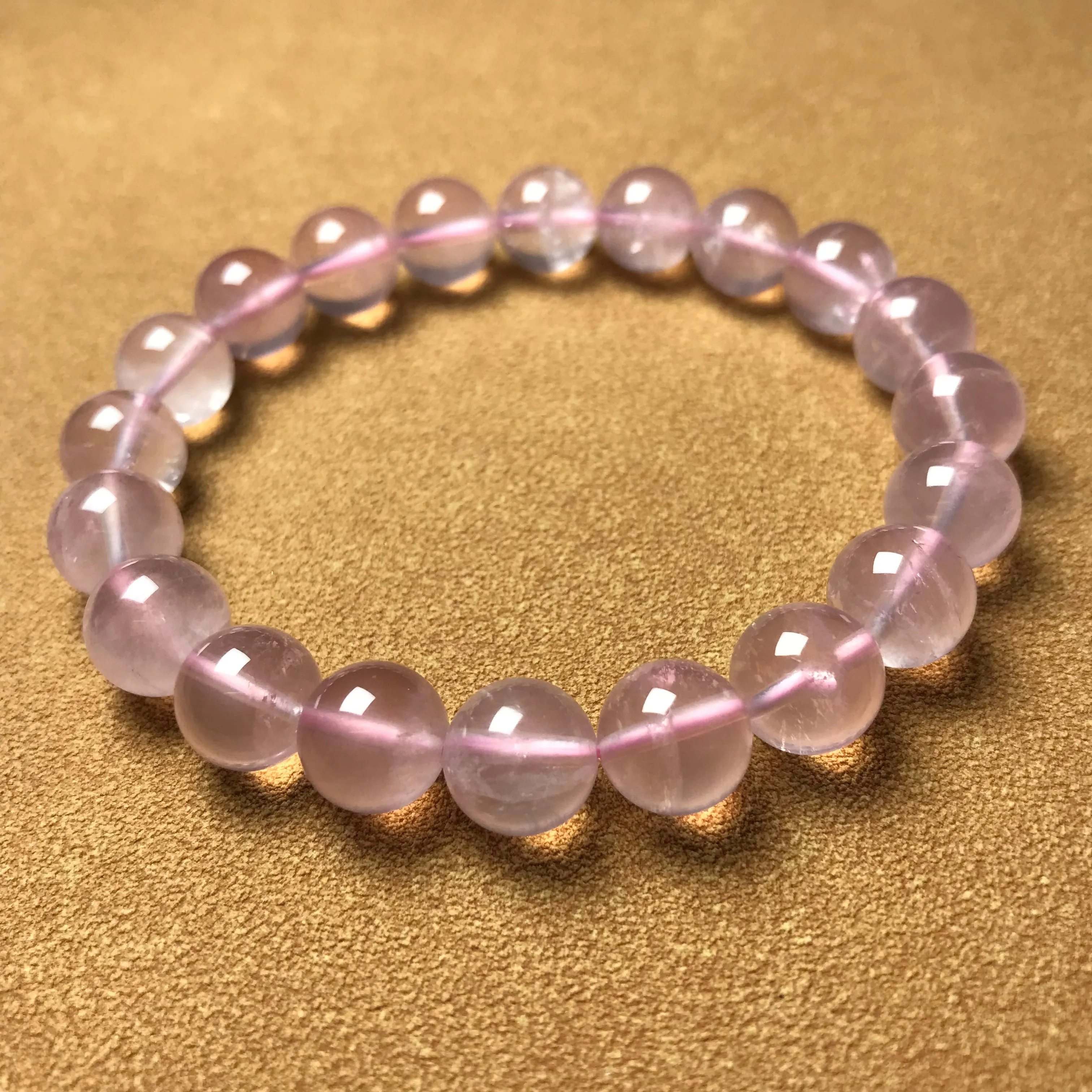 Nice Pink Mozambique Rose Quartz Beaded Bracelet 10mm | Heart Chakra Jewelry | Improve Your Love Life and Relationship