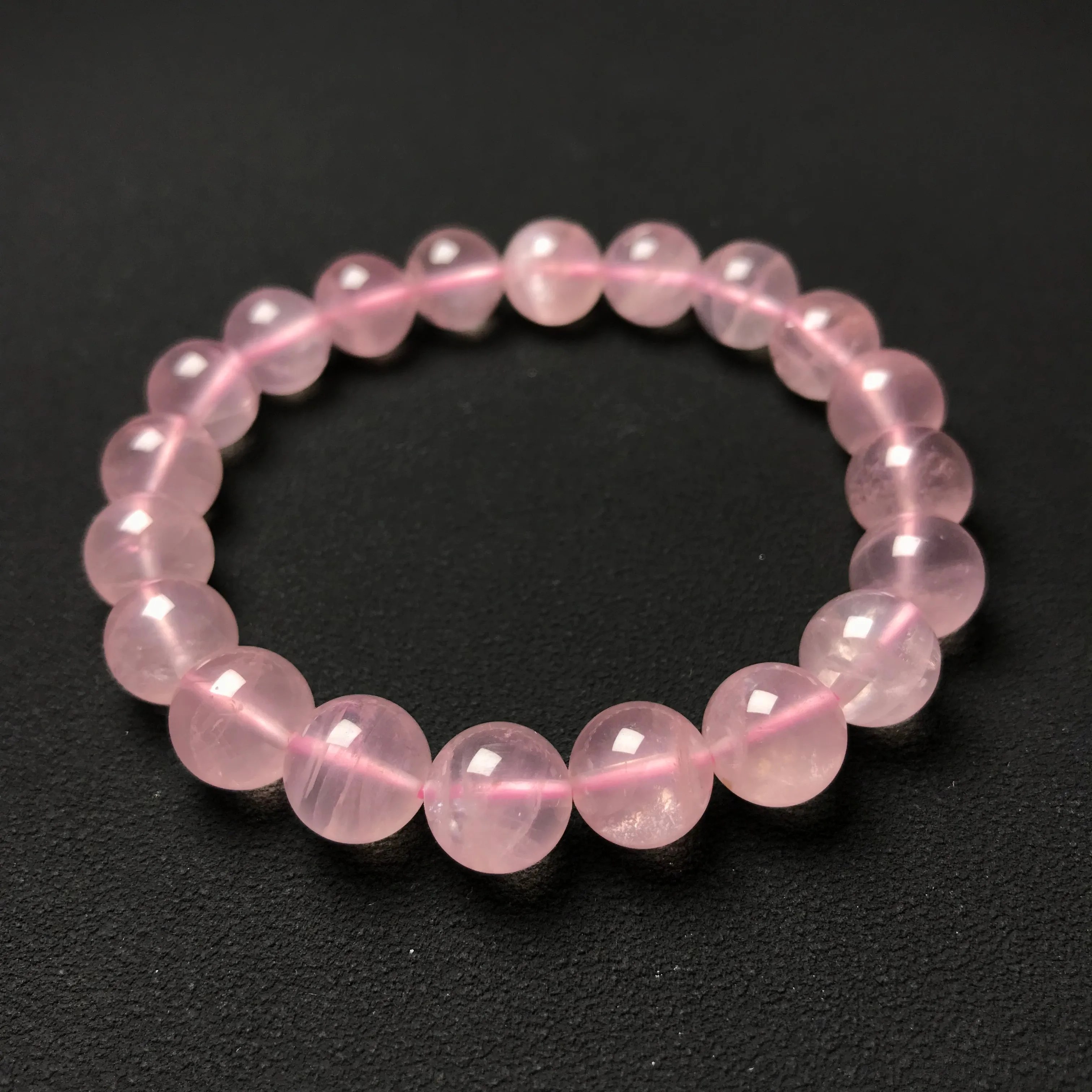 Nice Pink Mozambique Rose Quartz Beaded Bracelet 10mm | Heart Chakra Jewelry | Improve Your Love Life and Relationship