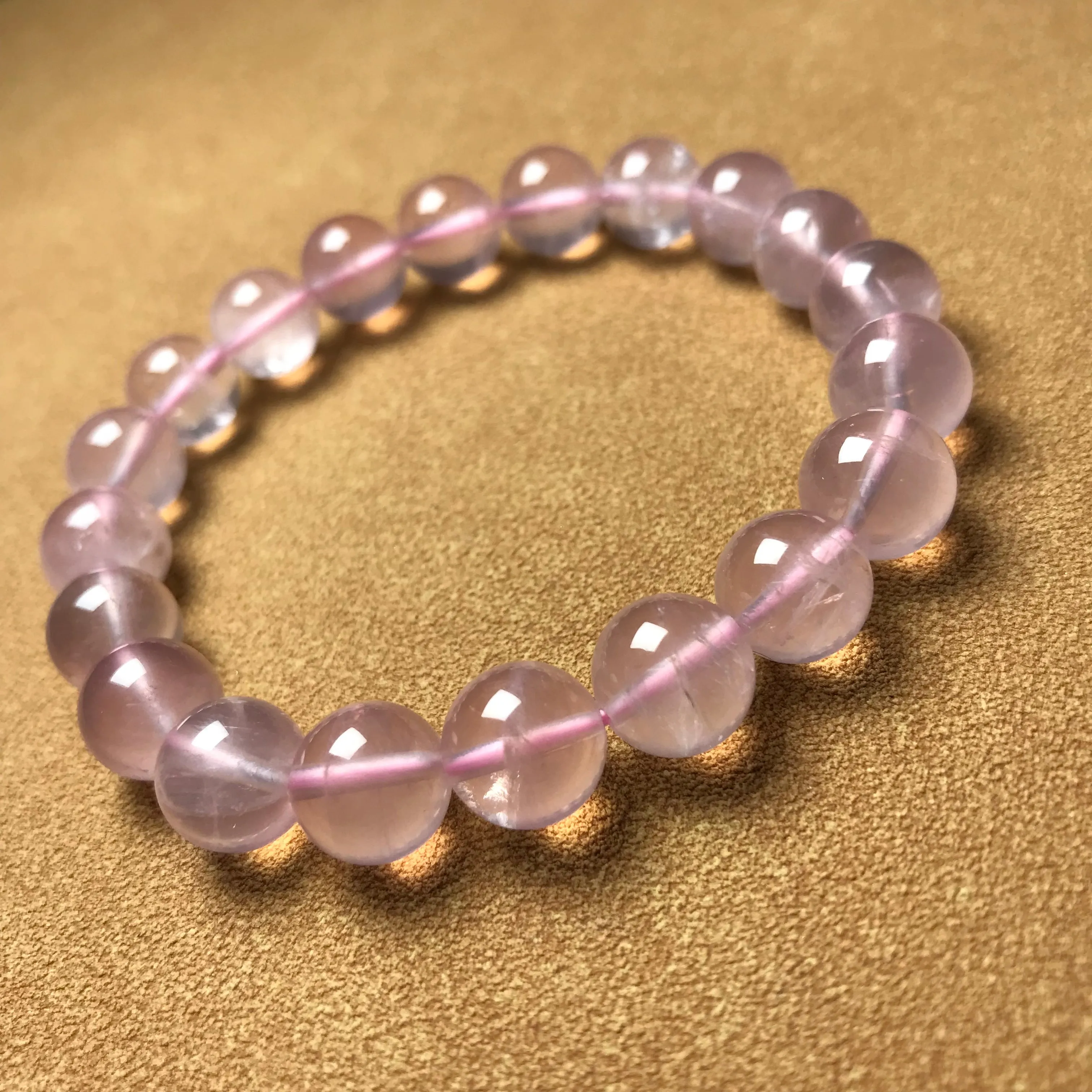 Nice Pink Mozambique Rose Quartz Beaded Bracelet 10mm | Heart Chakra Jewelry | Improve Your Love Life and Relationship