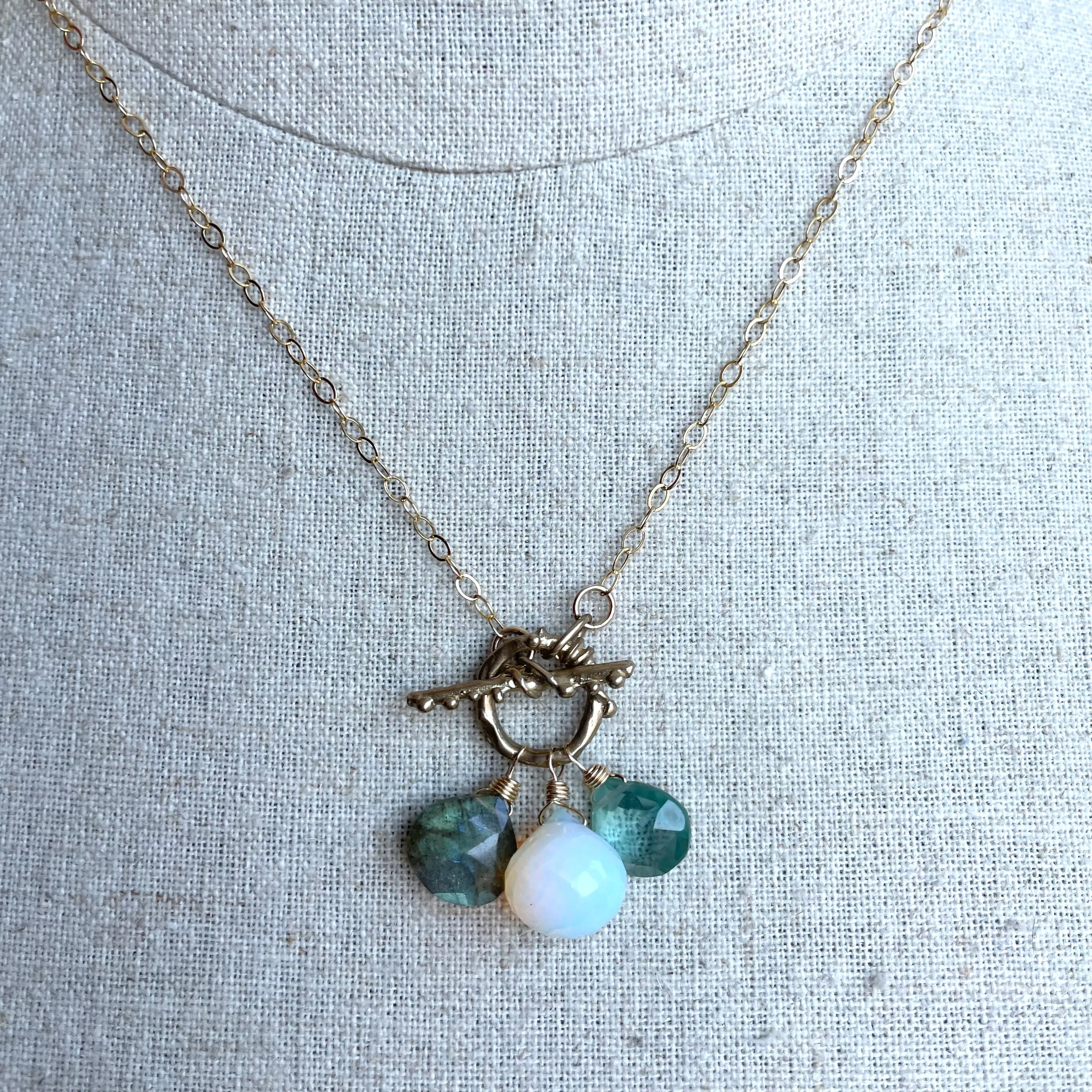 Opalite Trio Toggle Necklace, OOAK