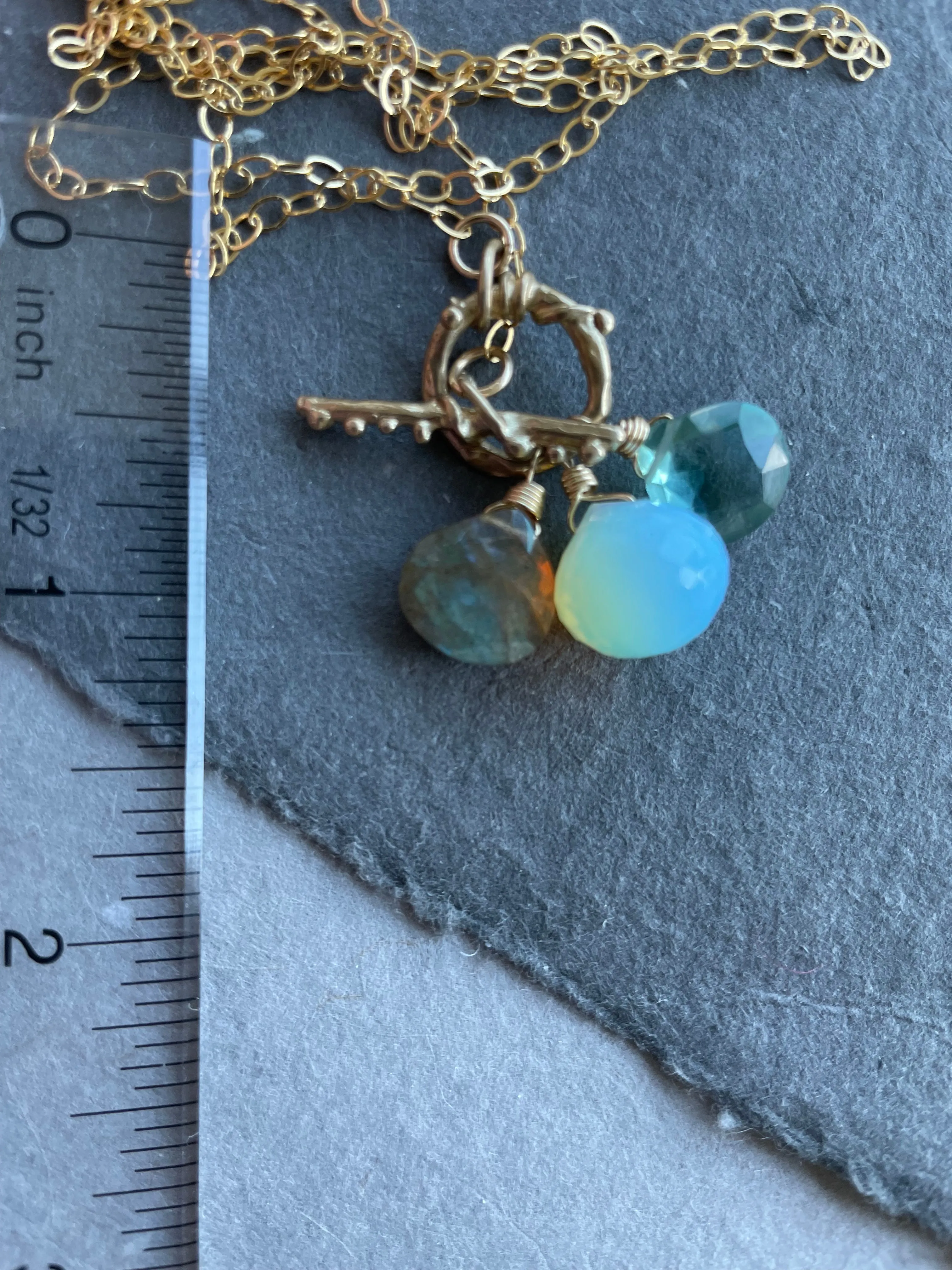 Opalite Trio Toggle Necklace, OOAK