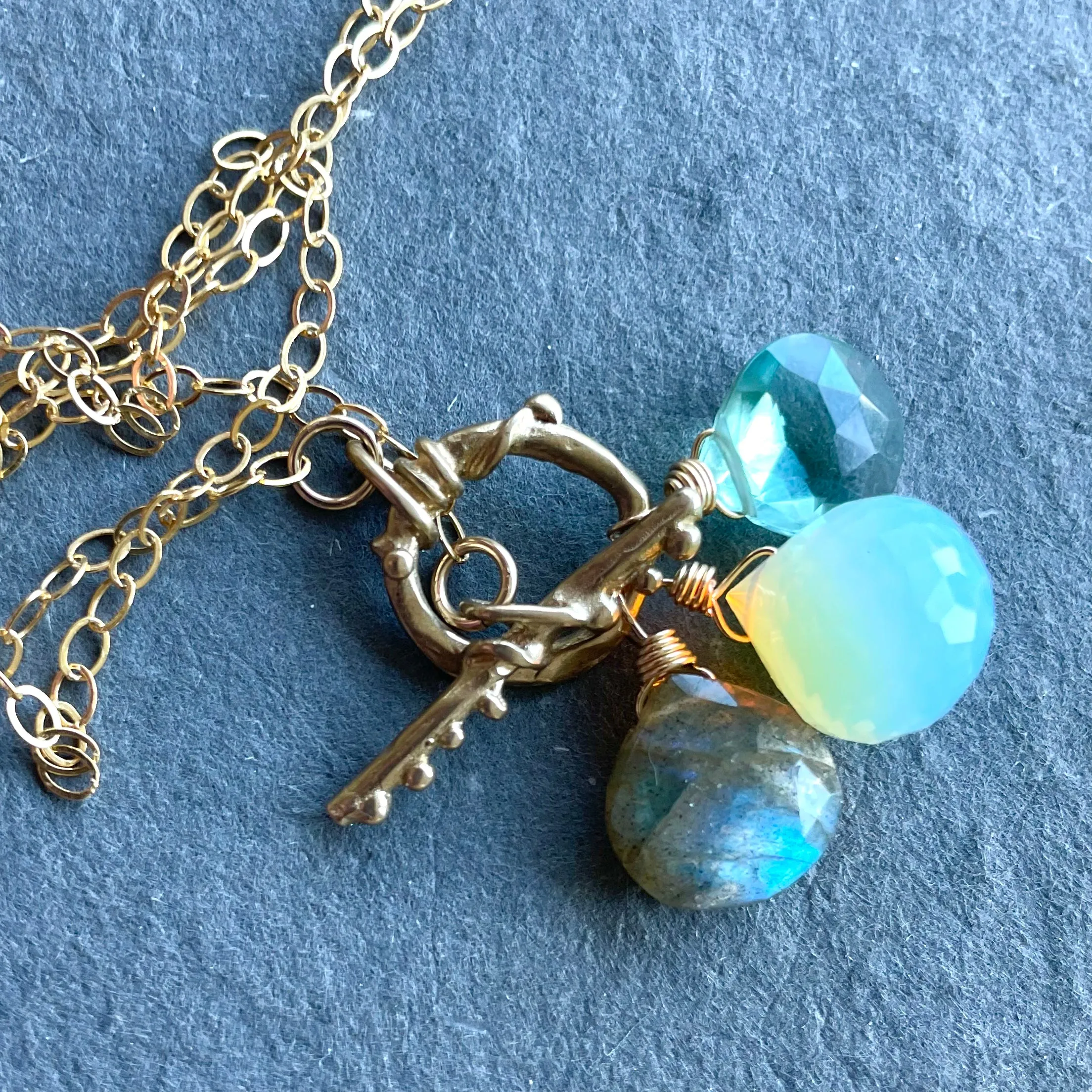 Opalite Trio Toggle Necklace, OOAK