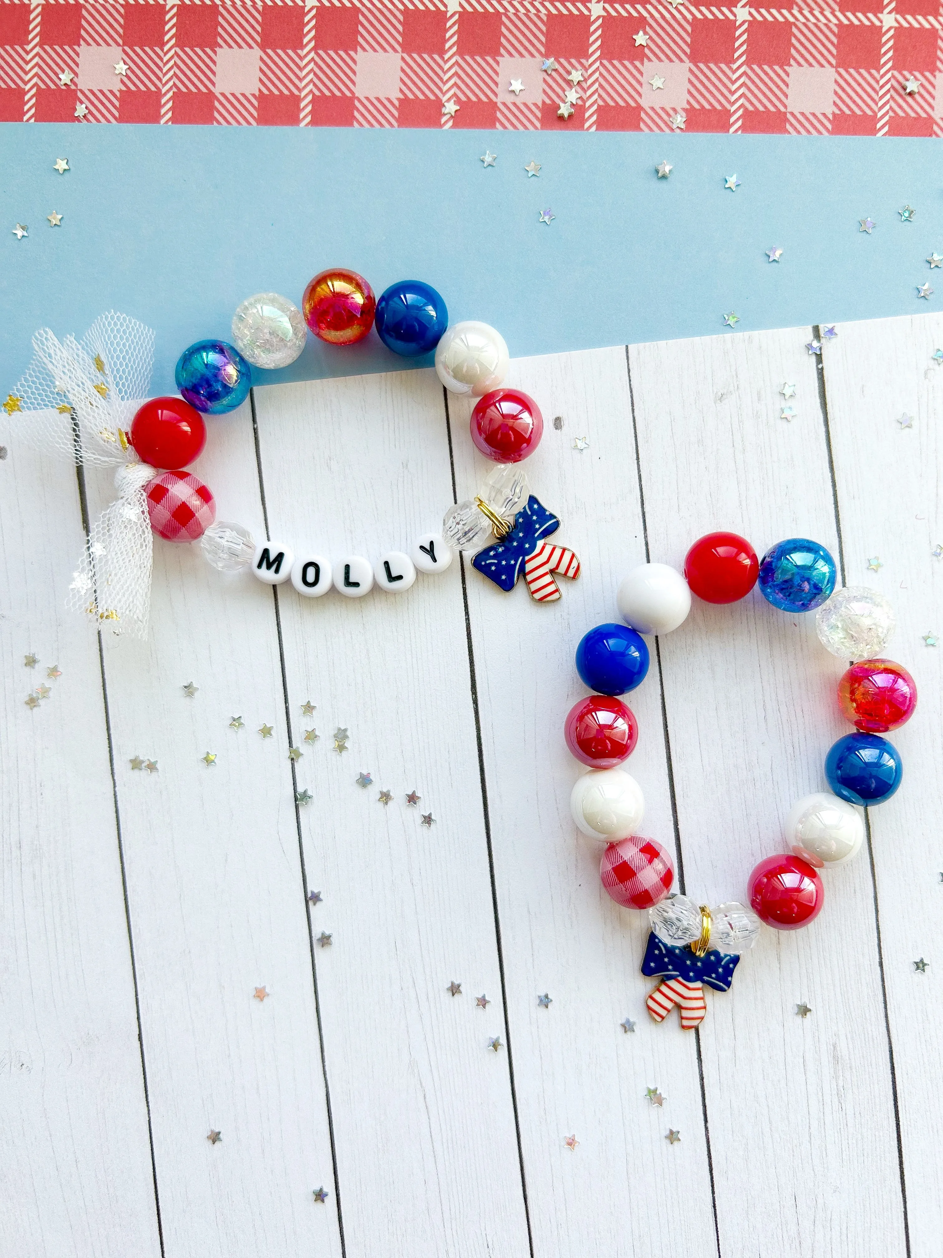 Patriotic Ribbon Charm Bracelet - Customizable