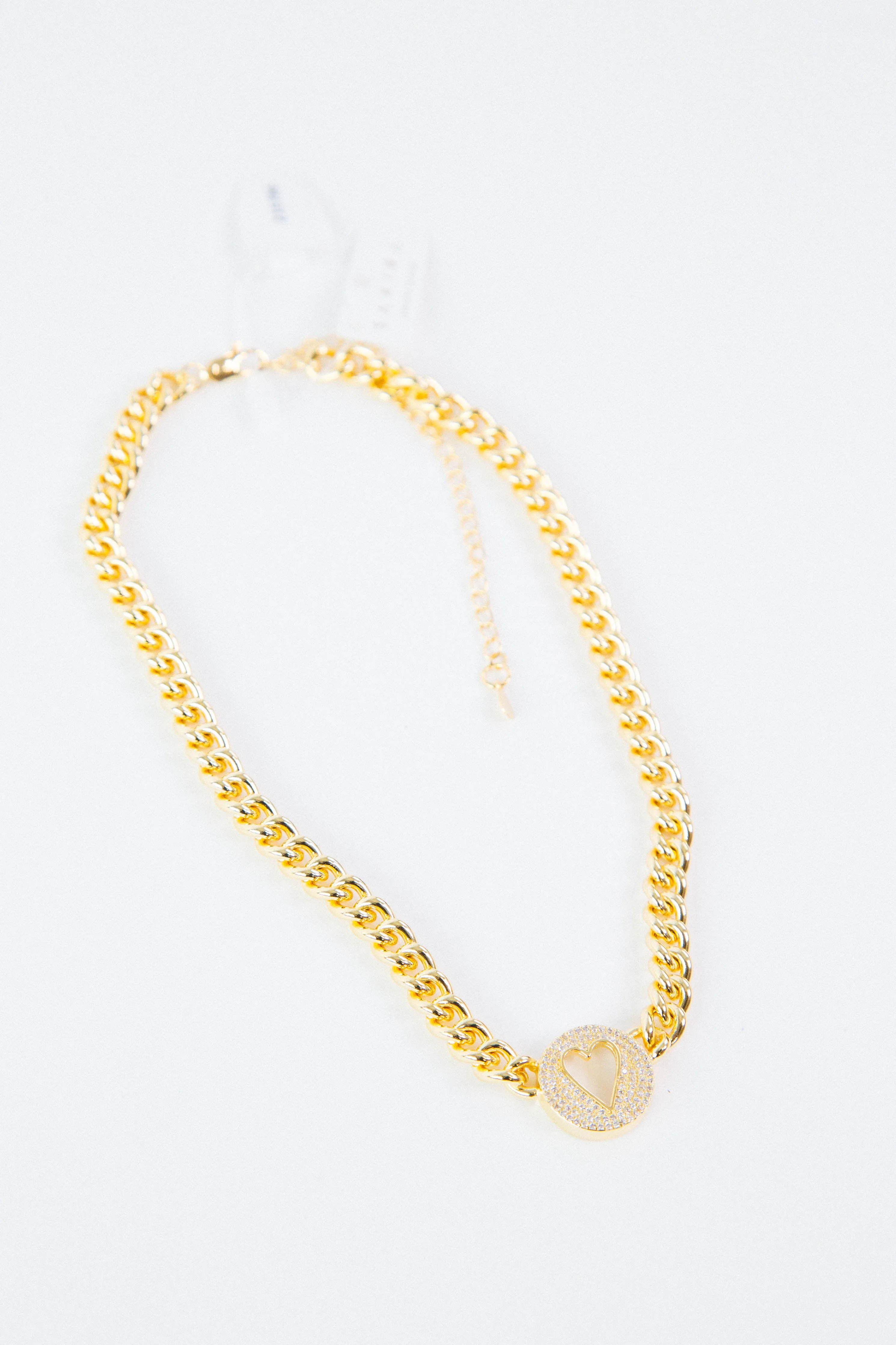 Pave Heart Chain Necklace | Sahira Jewelry