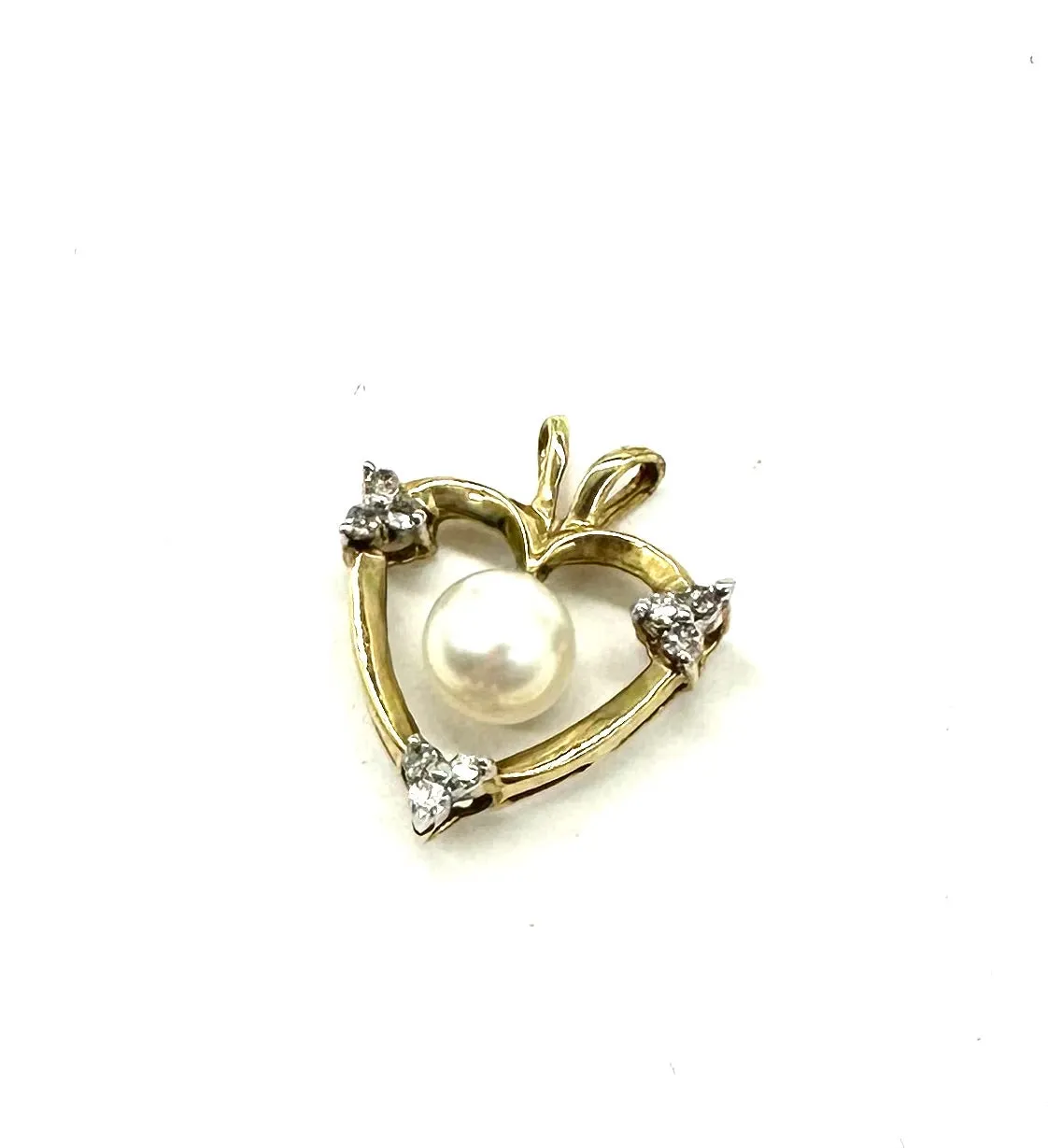 Pearl & Diamond Accent Heart Pendant