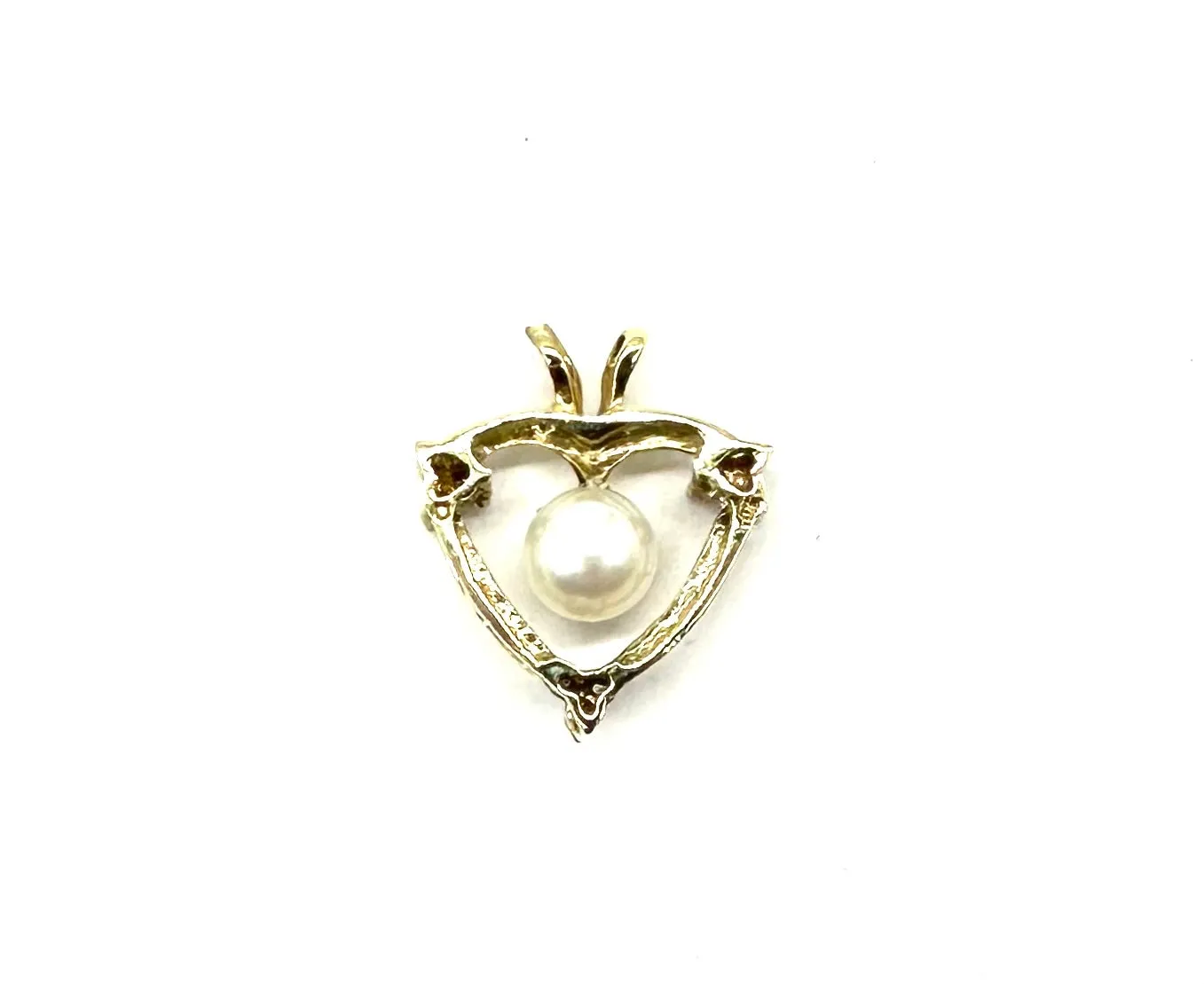 Pearl & Diamond Accent Heart Pendant