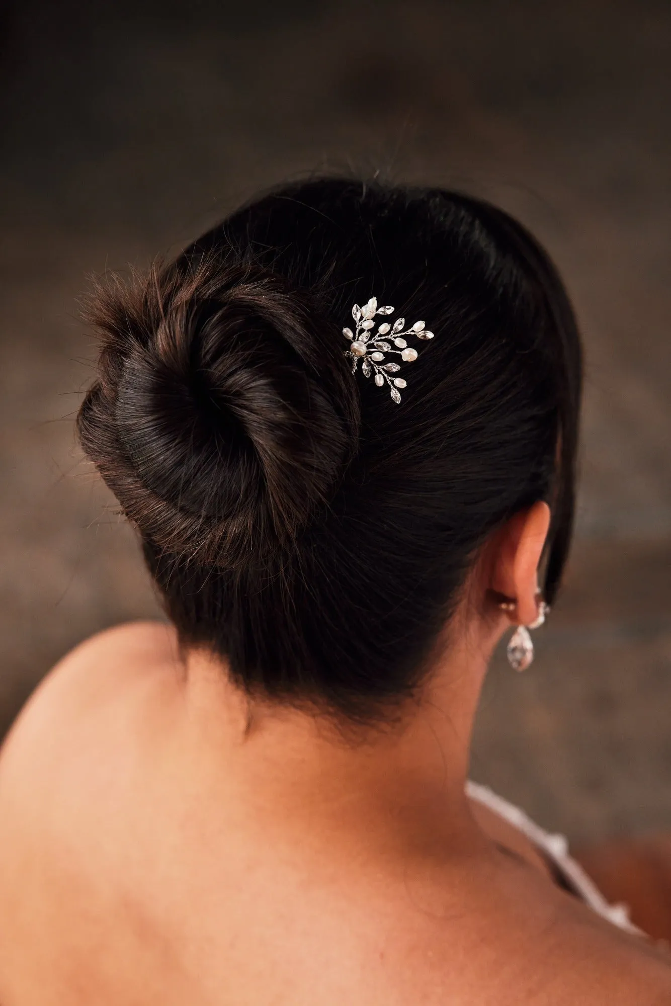 Pearl Hair Pin with Marquise Crystals