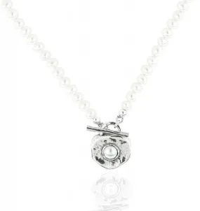 Pearls necklace with sterling silver pendant / fresh water sterling silver necklace.