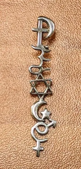 Pendant, Coexist Symbols in sterling silver