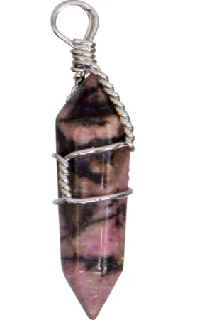 Pendant, Rhodonite Wire Wrappe