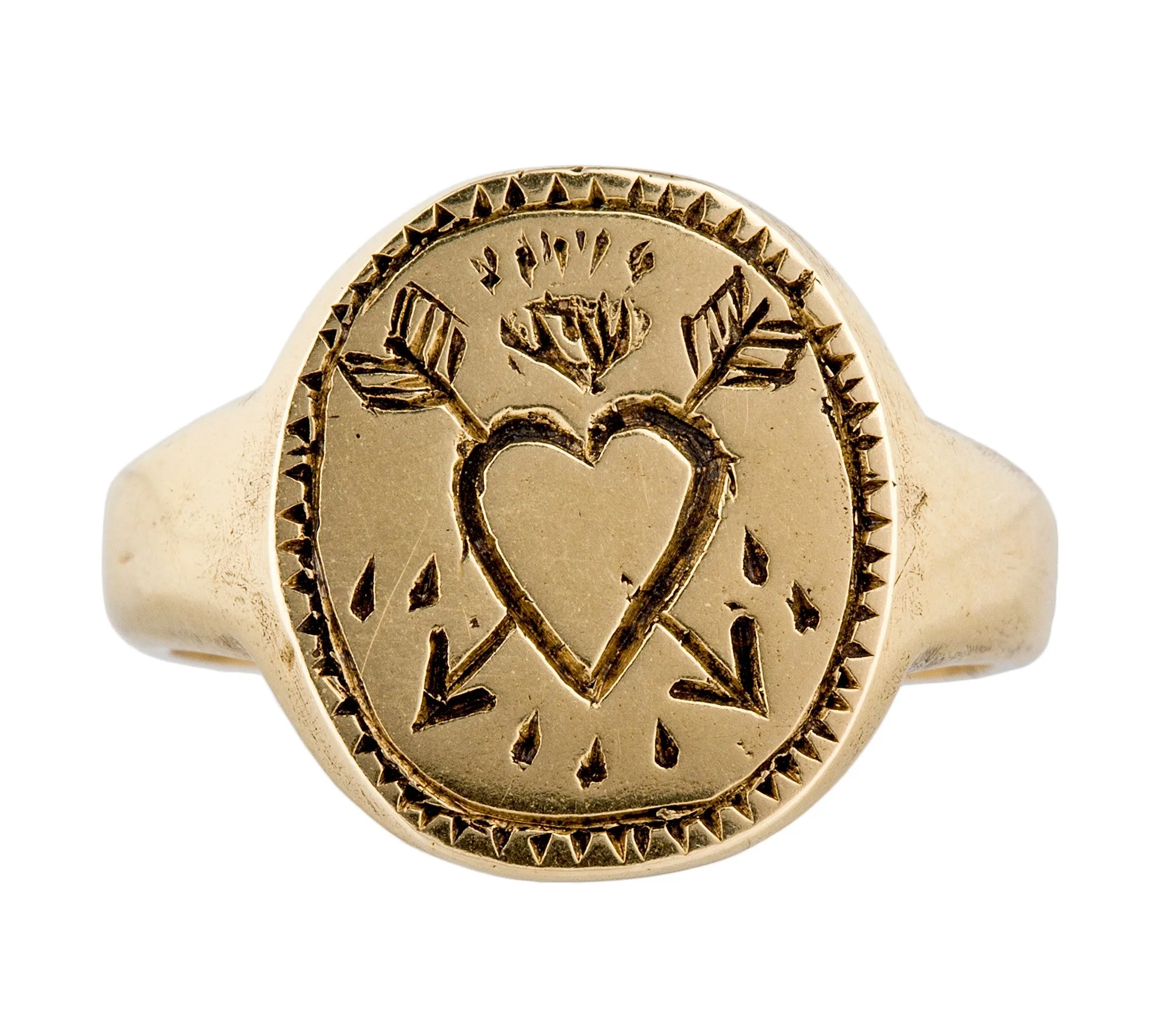 Pierced Heart Signet Ring