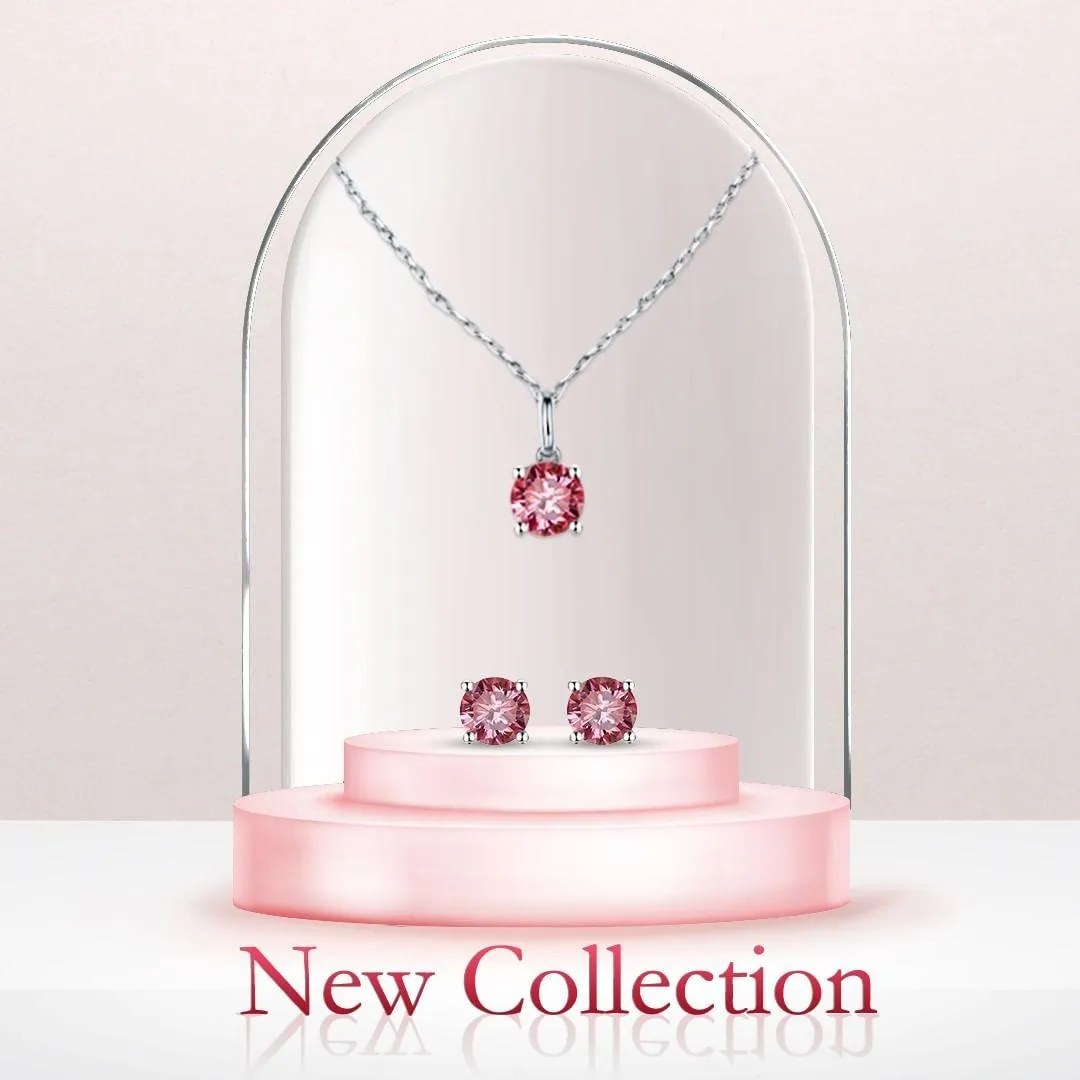 Pink Moissanite Jewelry Set