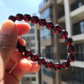 Protection Red Garnet Crystal Bracelet | Root Chakra Healing Stone Jewelry | 8mm Beaded Elastic Style