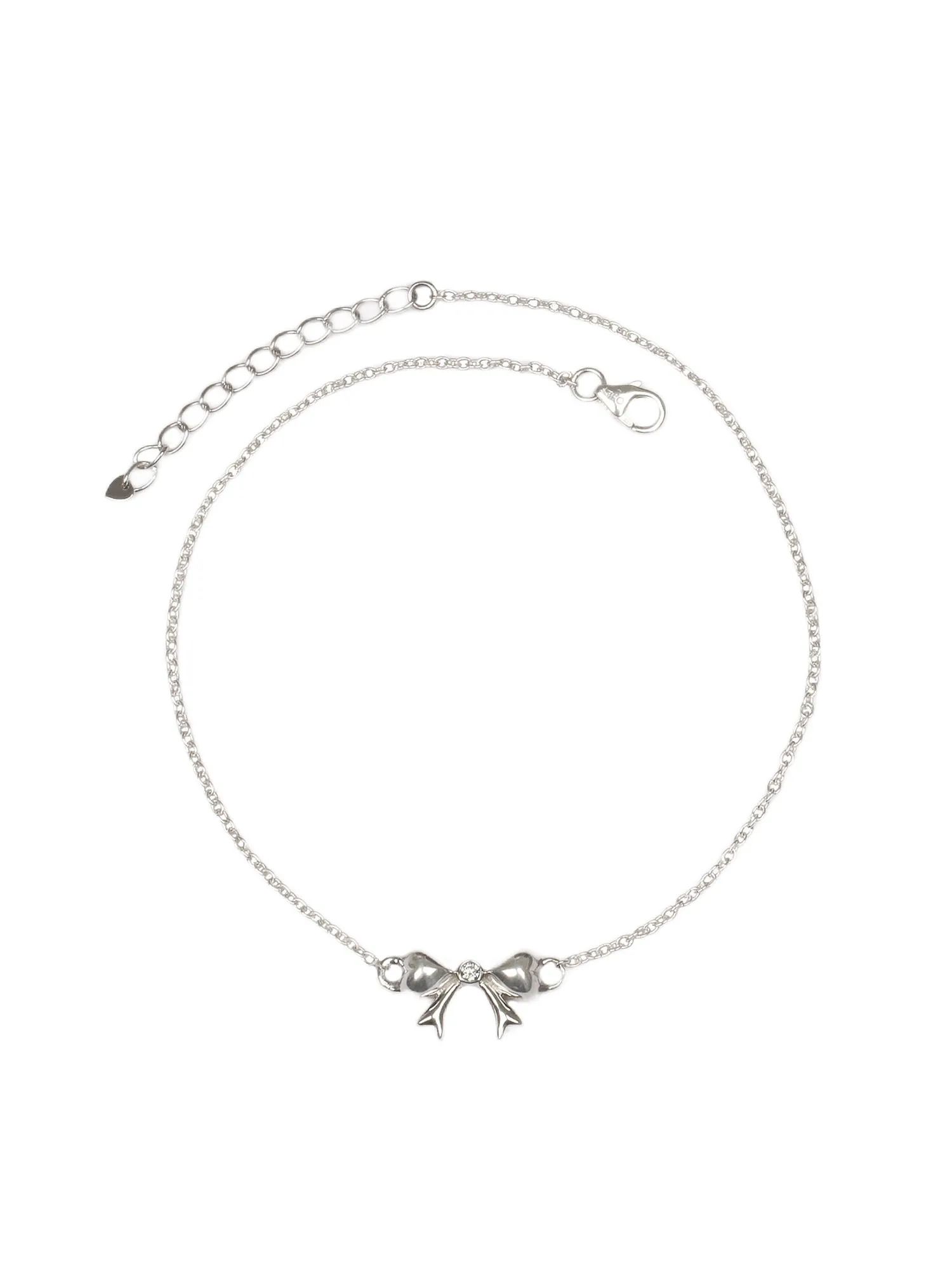 Pure 925 Sterling Silver Bow Design Anklet For Women