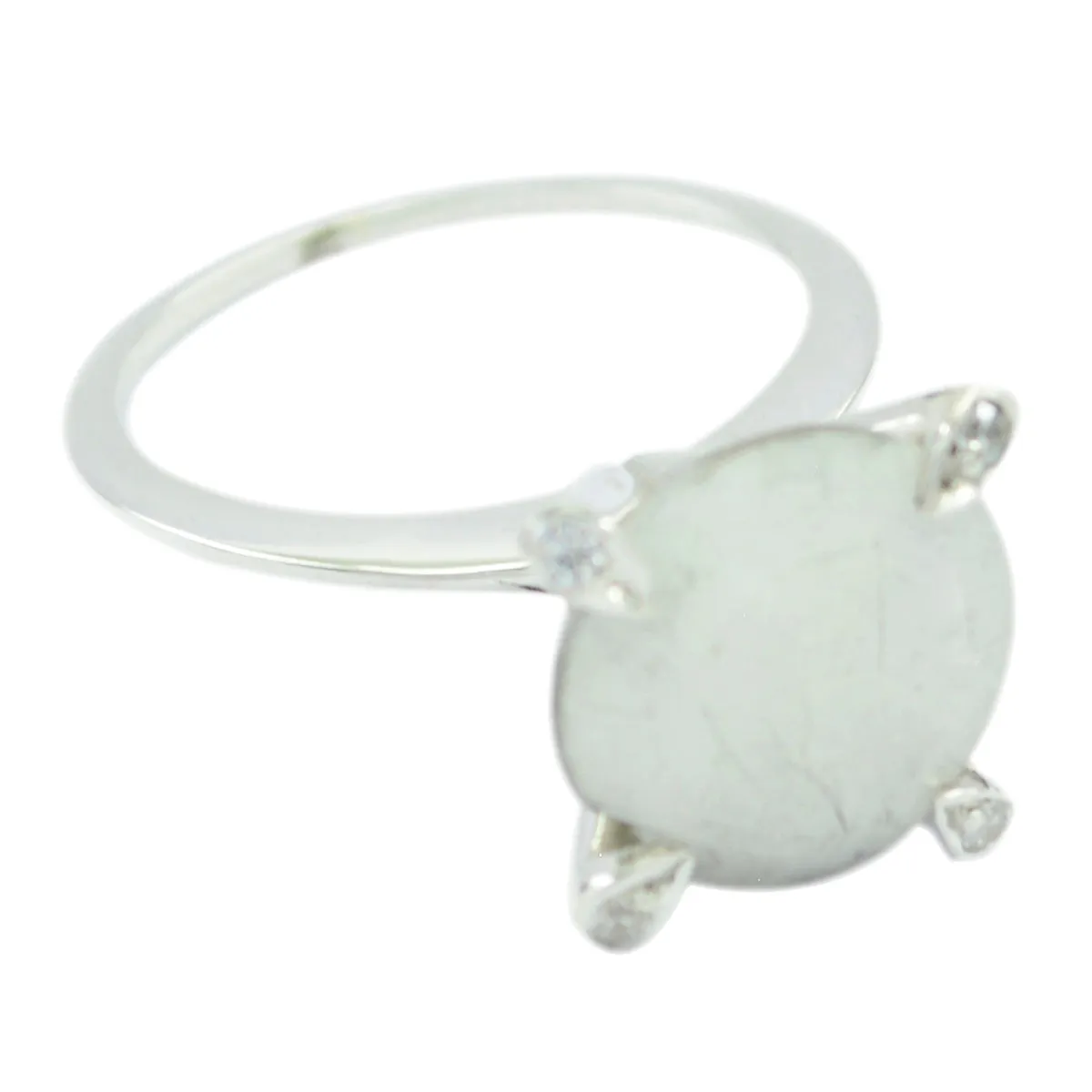 Radiant Stone Rainbow Moonstone Solid Silver Rings Headpiece Jewelry