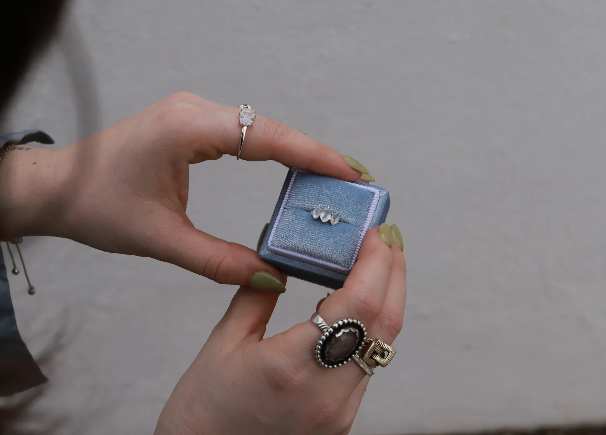 Rainbow Moonstone Tiara Ring