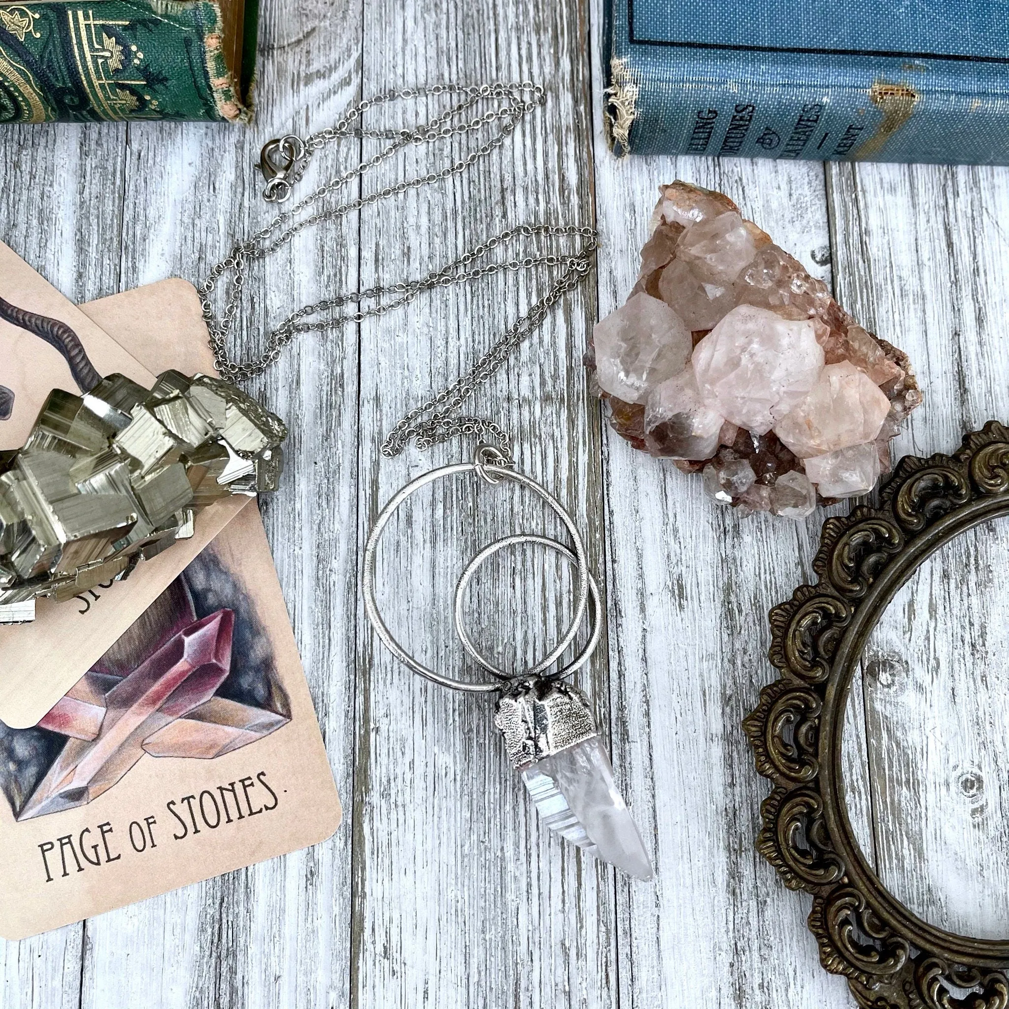 Raw Clear Quartz Crystal Necklace in Fine Silver / Bohemian Jewelry Gift for her