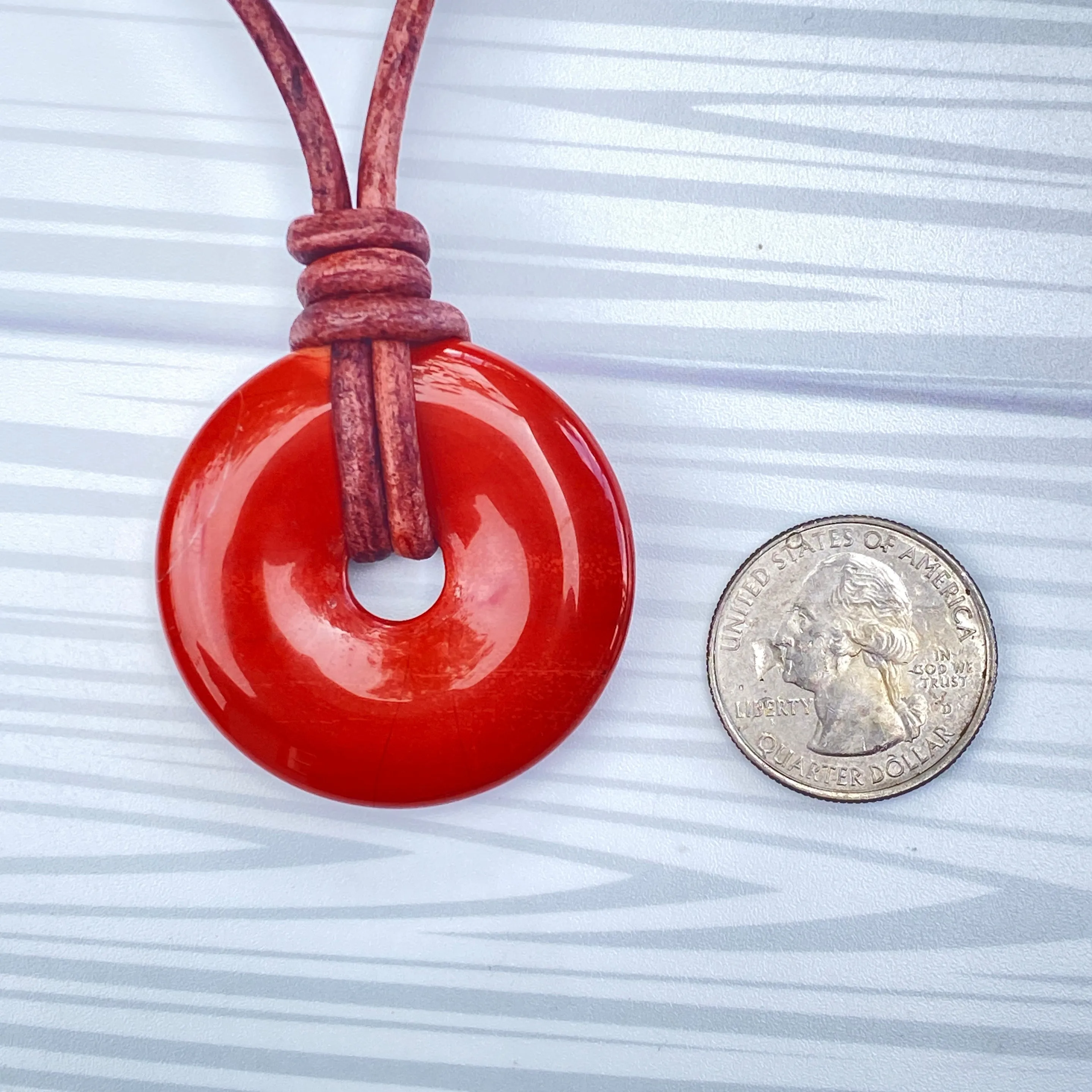 Red Jasper gemstone Leather Necklace