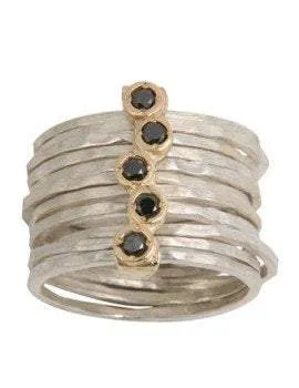 Rings for women, stacking rings,  ring for woman , Israeli jewelry, black diamonds rings, stack bands