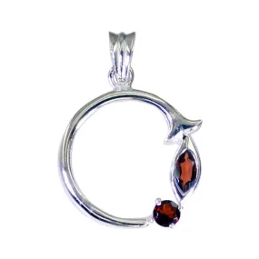 Riyo Aesthetic Gems Multi Faceted Red Garnet Silver Pendant Gift For Boxing Day