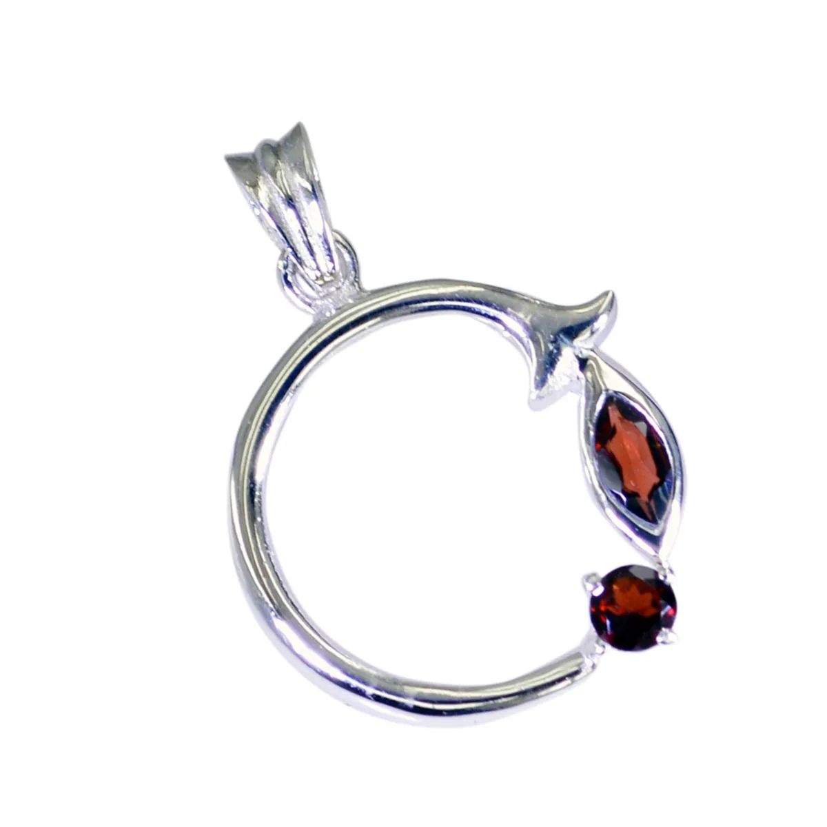 Riyo Aesthetic Gems Multi Faceted Red Garnet Silver Pendant Gift For Boxing Day