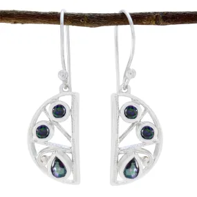 Riyo Artistic Sterling Silver Earring For Femme Mystic Quartz Earring Bezel Setting Multi Earring Dangle Earring