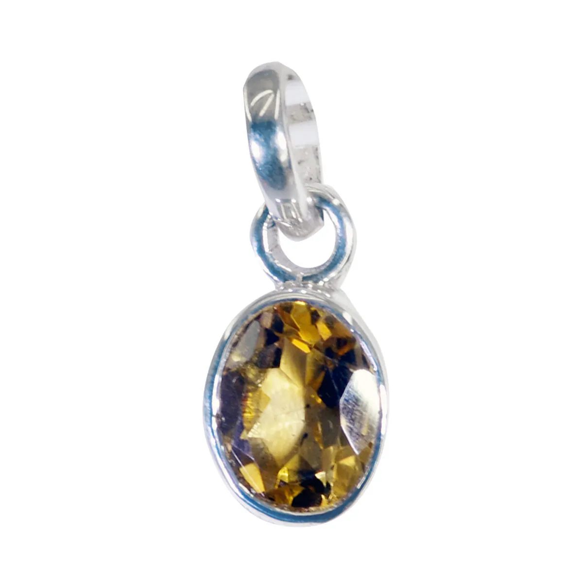 Riyo Bewitching Gemstone Oval Faceted Yellow Citrine 954 Sterling Silver Pendant Gift For Good Friday