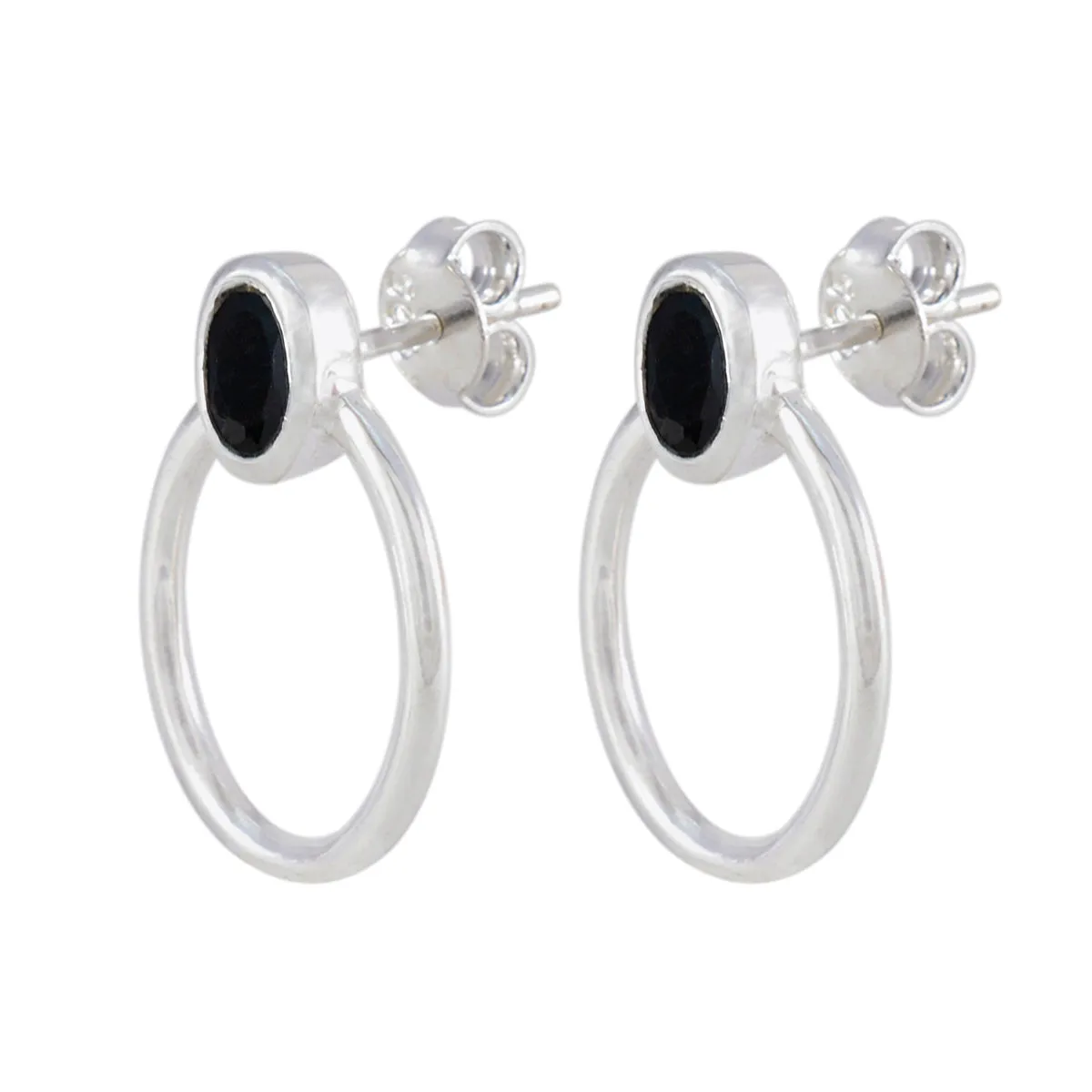 Stylish Sterling Silver Earring with Bezel-Set Black Onyx - Perfect Gift for Sister