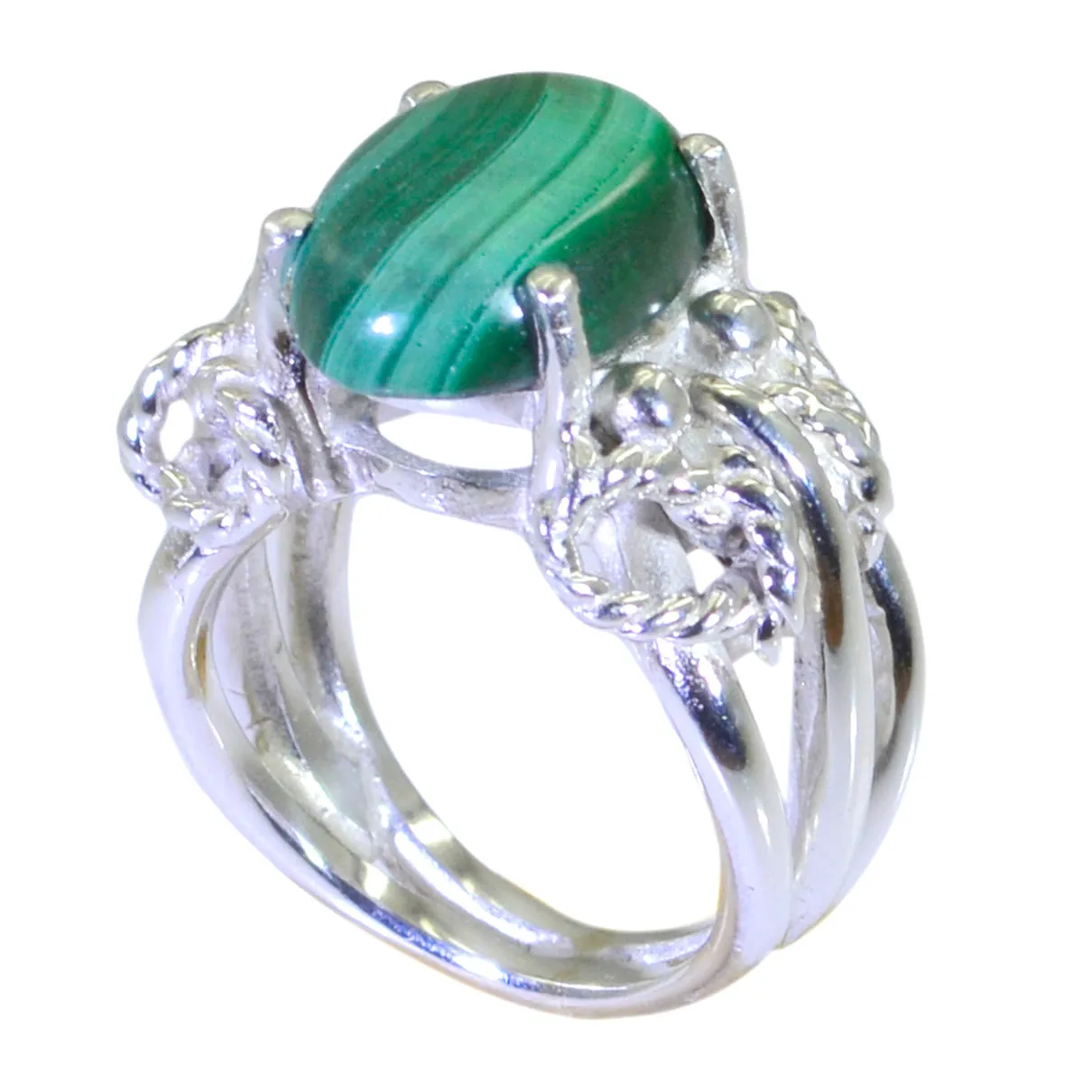 Riyo Delicate Gem Malachite Sterling Silver Rings Witch Jewelry