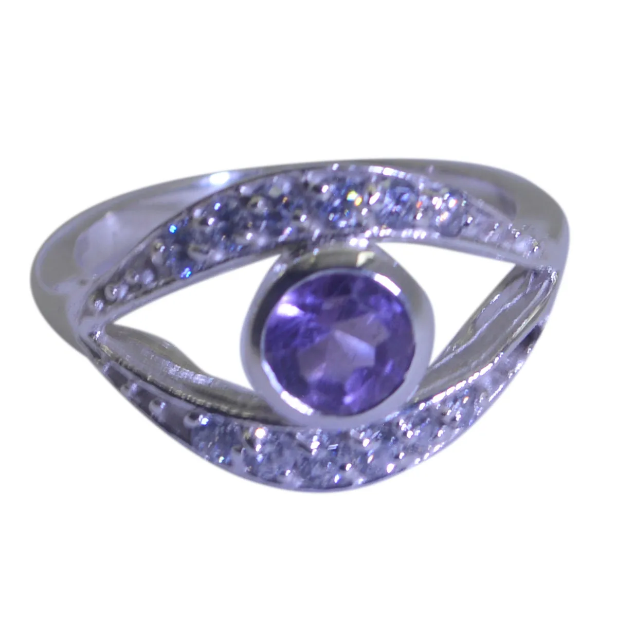 Riyo Delicate Gems Amethyst Sterling Silver Ring Fantasy Jewelry Box