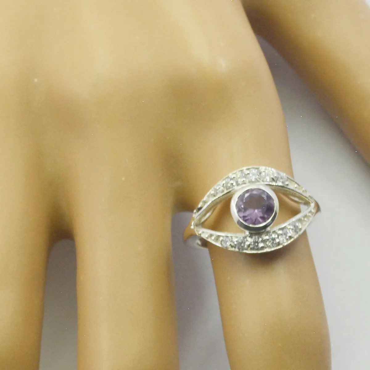 Riyo Delicate Gems Amethyst Sterling Silver Ring Fantasy Jewelry Box